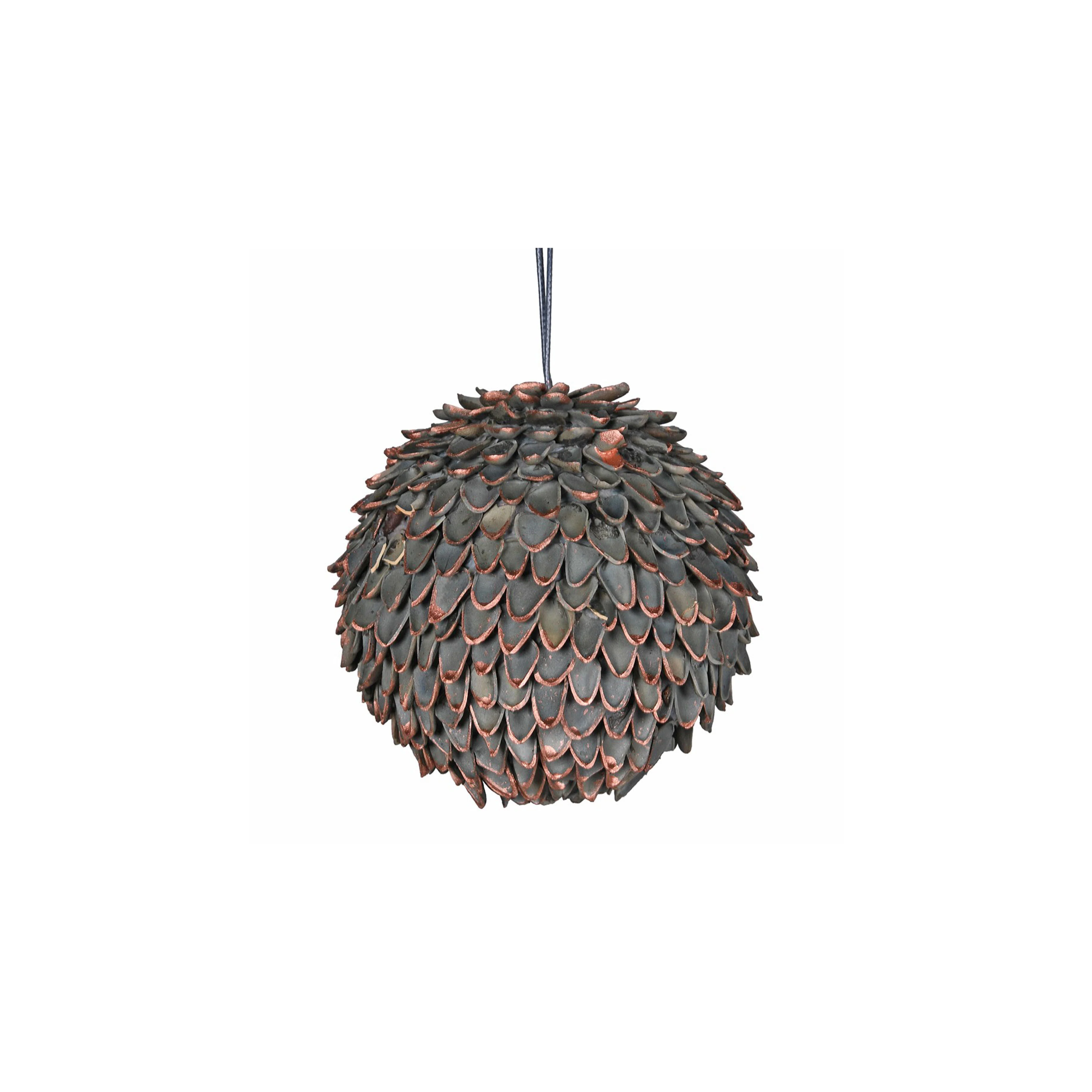 Patina Leaf Christmas Tree Bauble | Grey & Bronze - Image 3