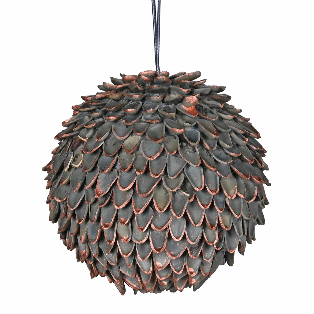 Patina Leaf Christmas Tree Bauble | Grey & Bronze - Image 4