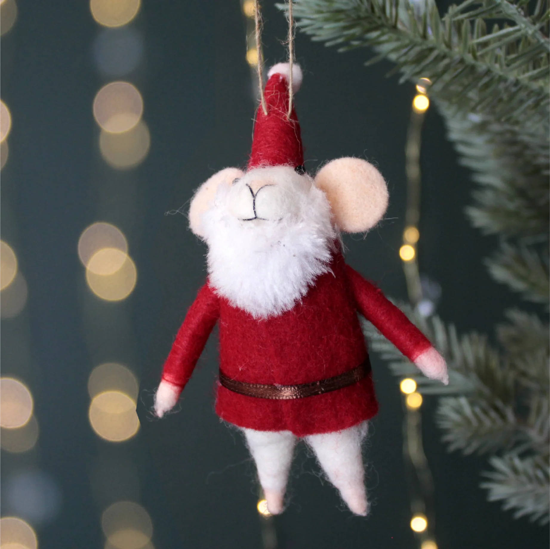 Santa Mouse Hanging Christmas Tree Decoration - Image 2