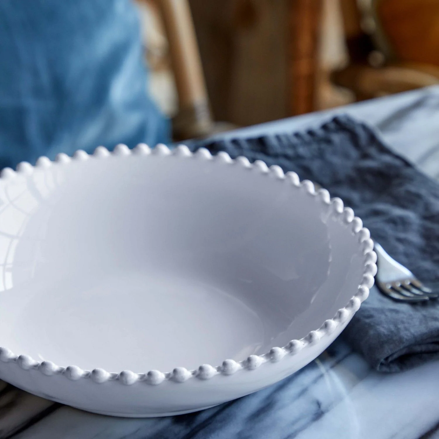 Pearl White Pasta Bowl | 23cm - Image 2