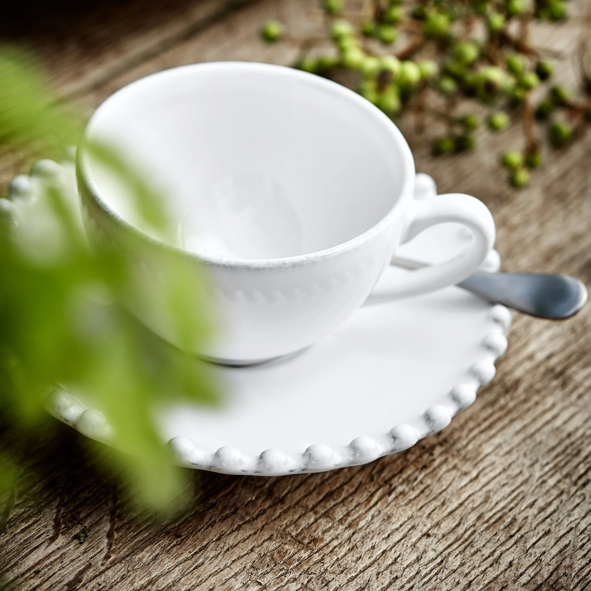 Pearl White Teacup & Saucer | 0.25L - Image 2