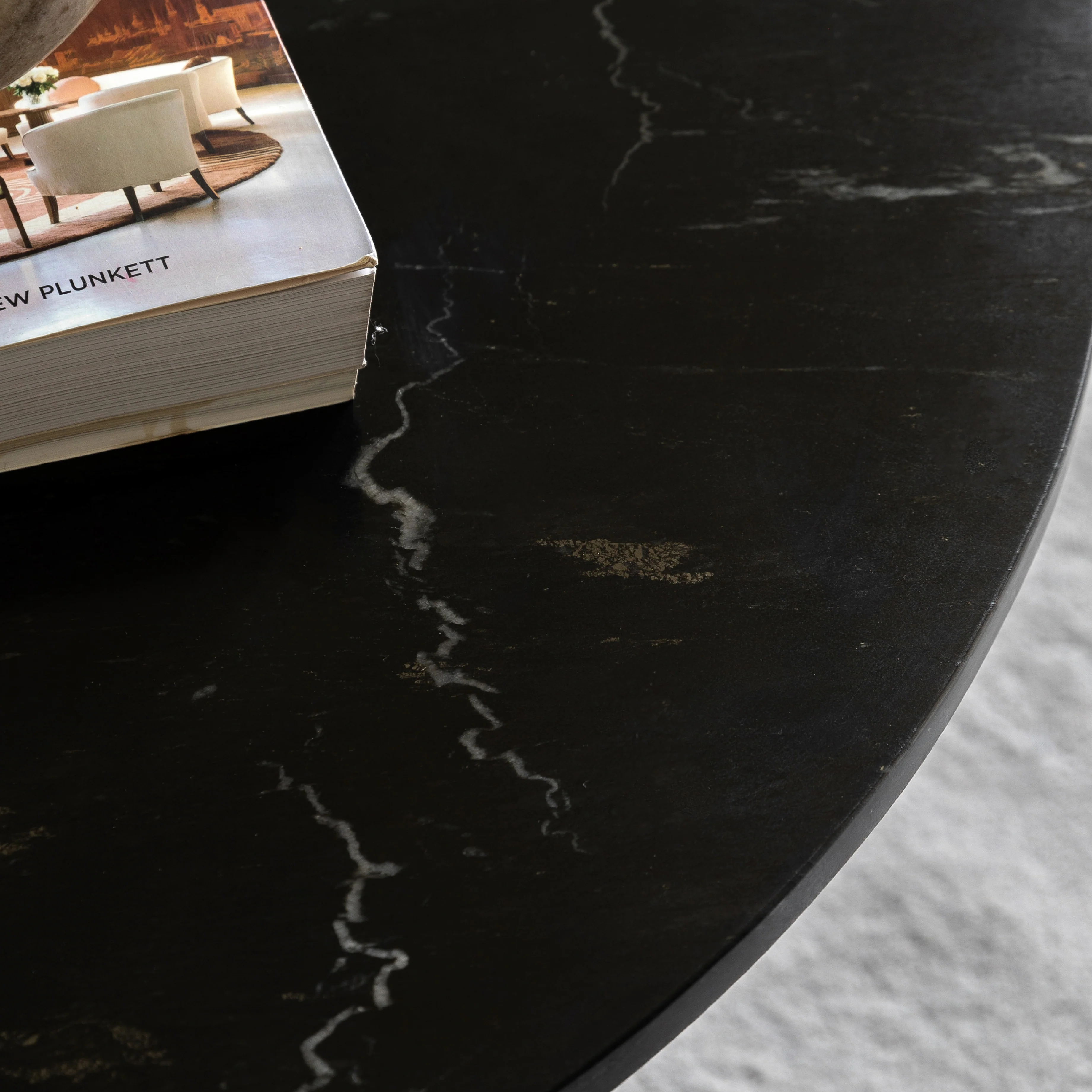 Amalfi Round Marble Coffee Table | Black - Image 2