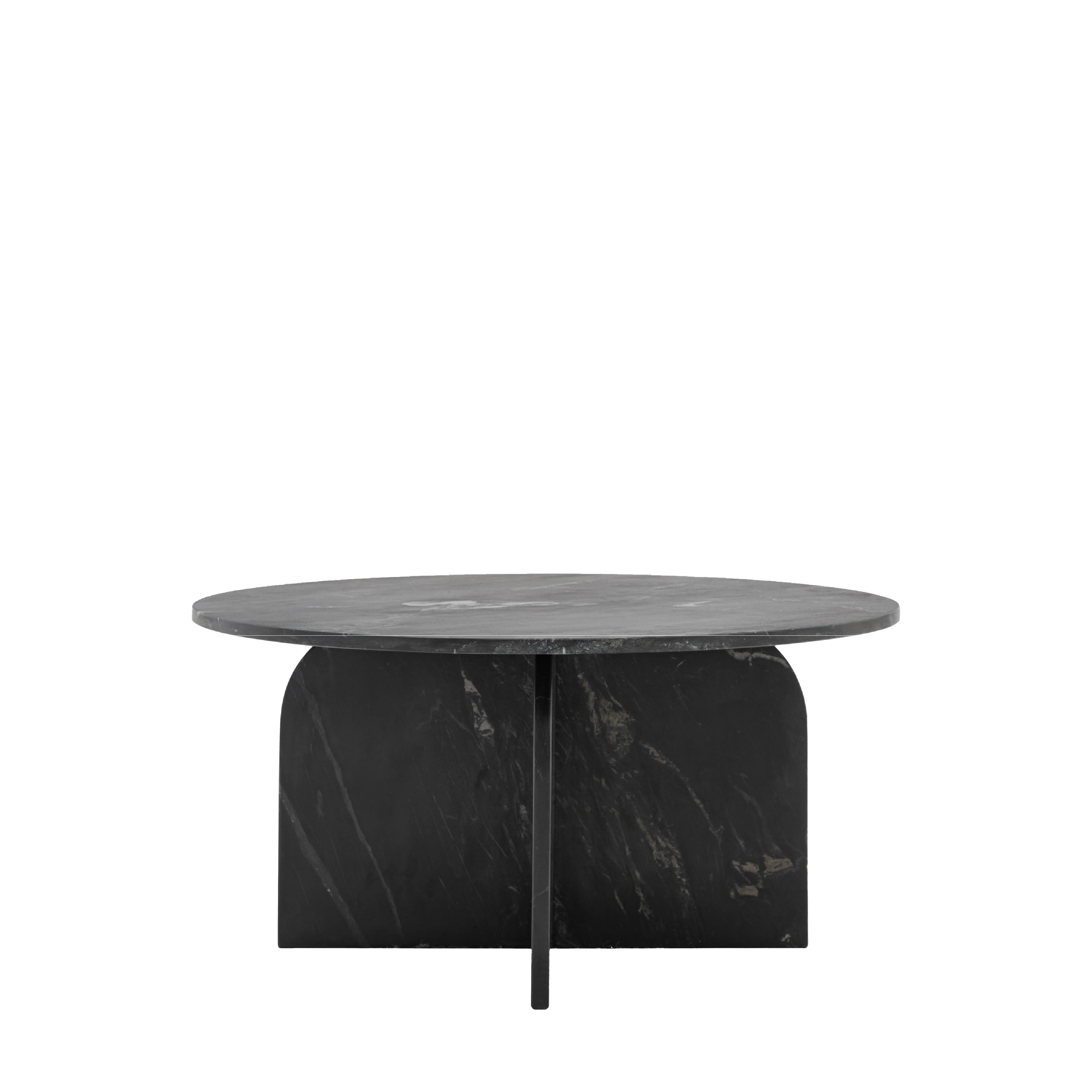 Amalfi Round Marble Coffee Table | Black - Image 3