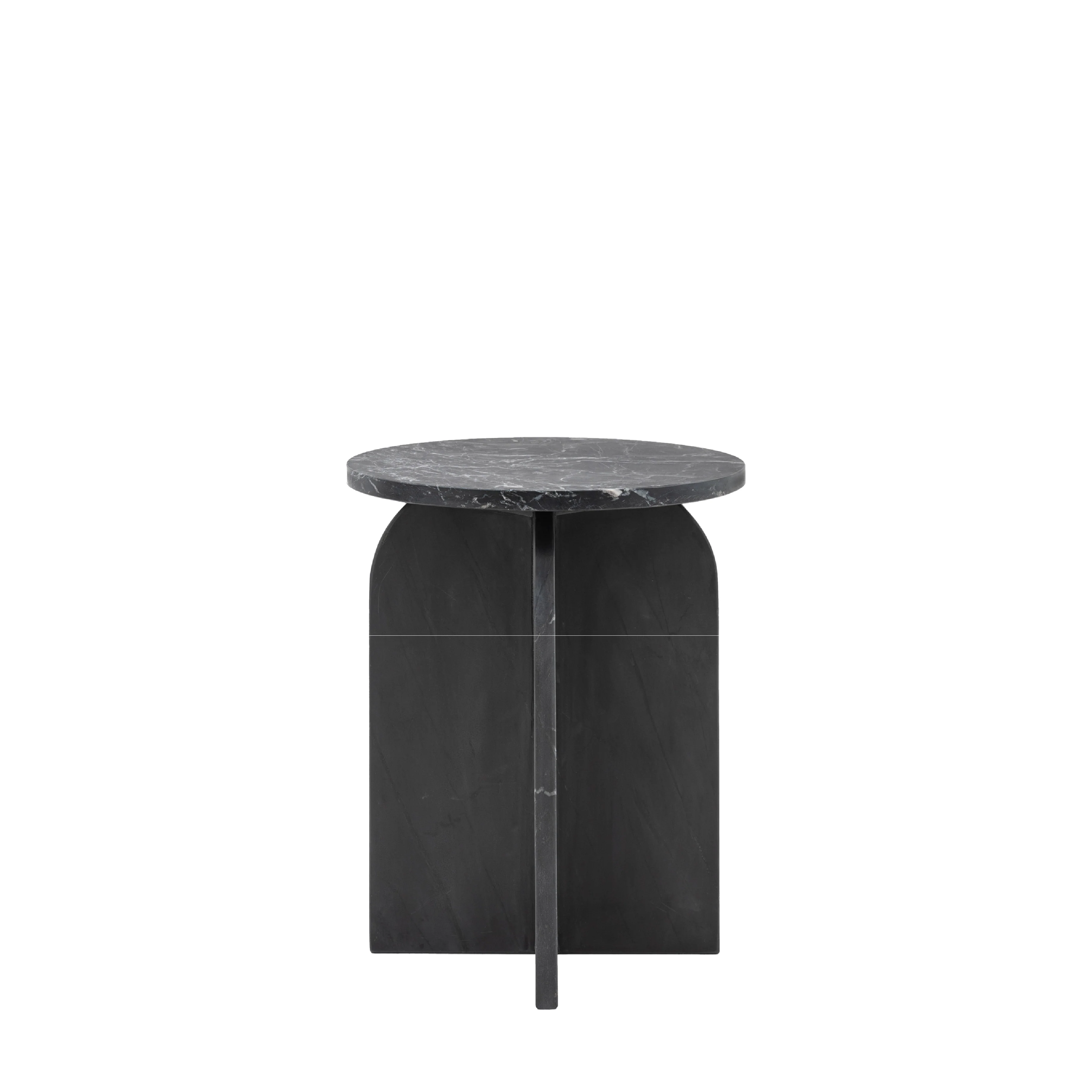Amalfi Round Marble Side Table | Black - Image 3