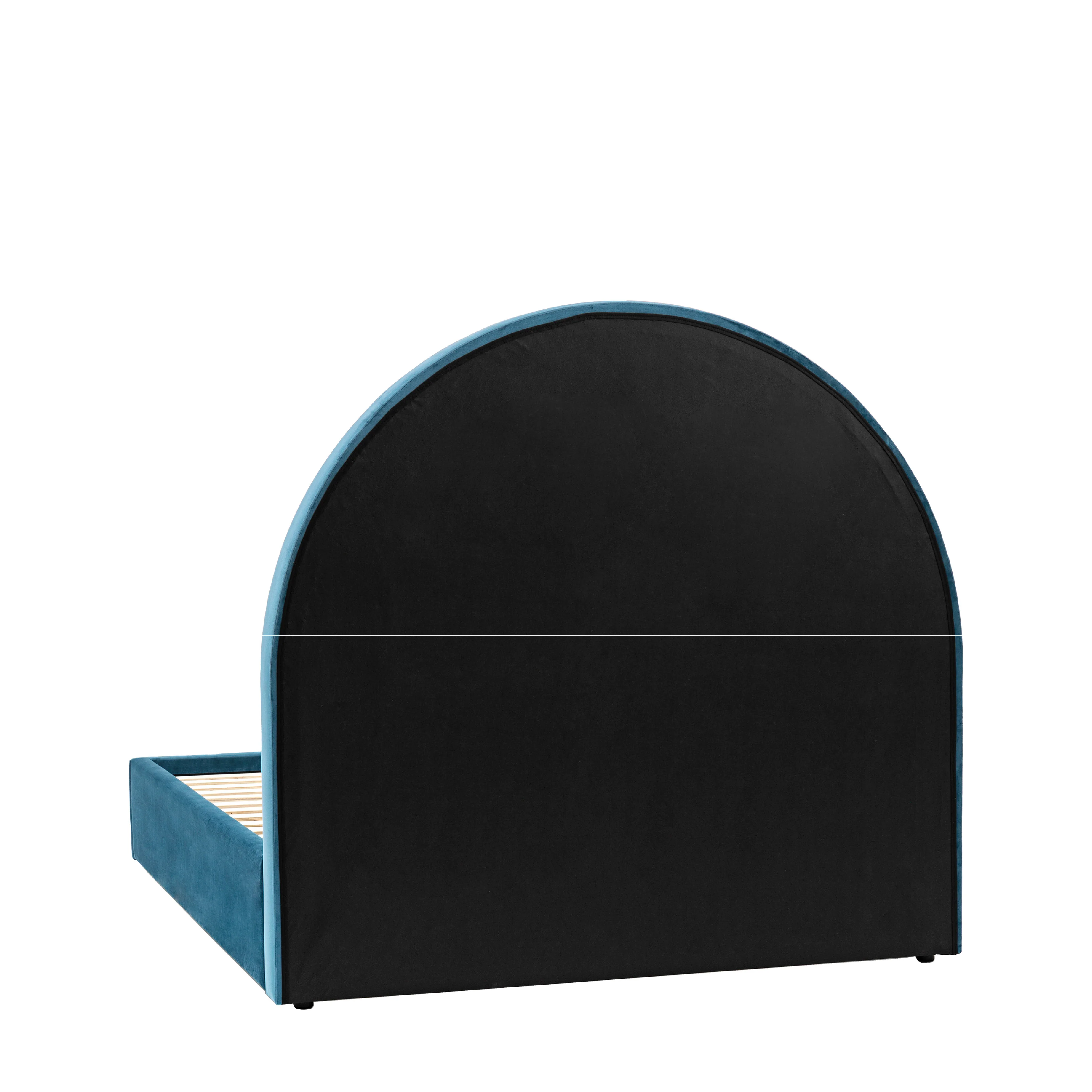 Arch Retro Velvet Bed Frame | Kingfisher Blue | King - Image 5