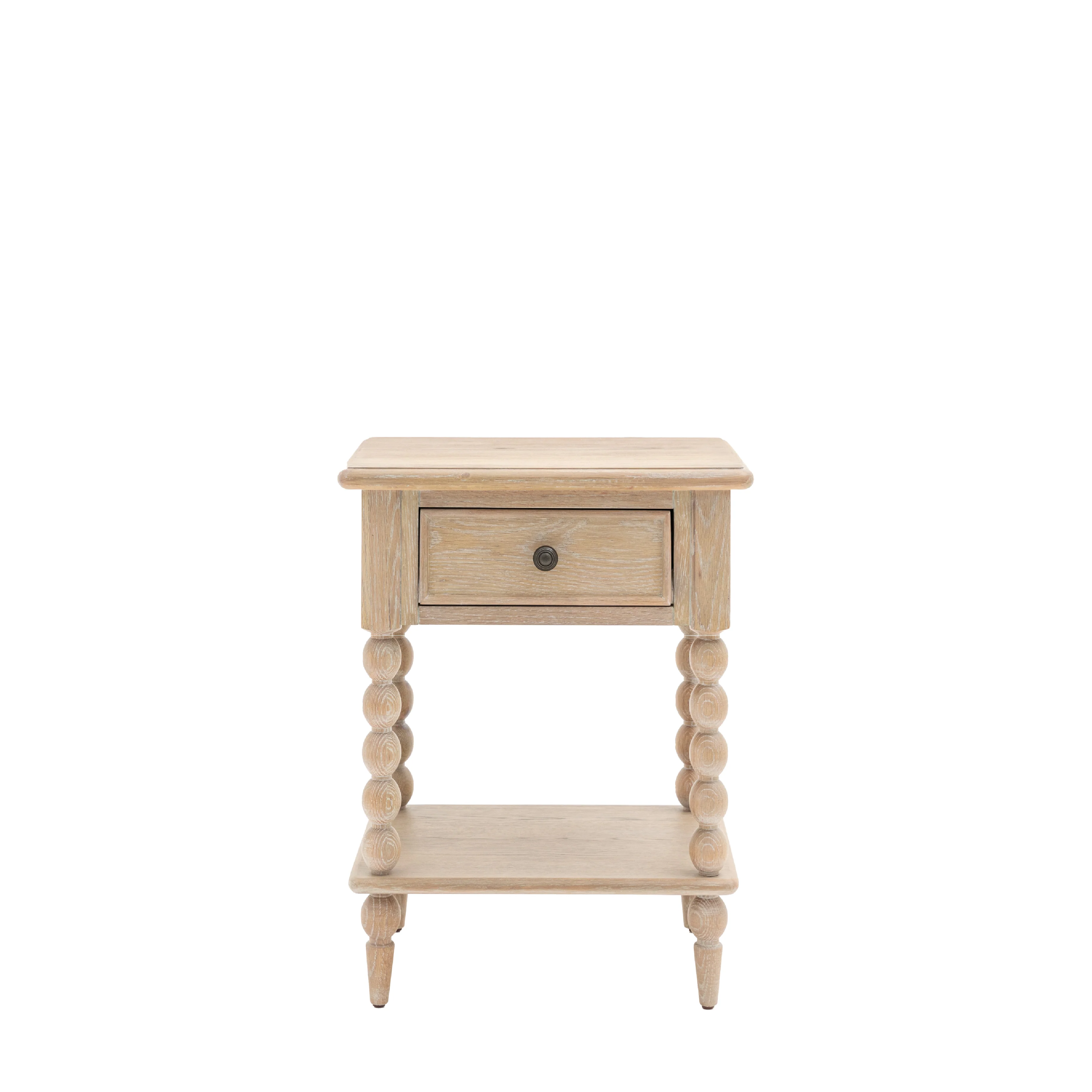 Artisan Bobbin 1 Drawer Bedside Table | Limewashed Oak - Image 3