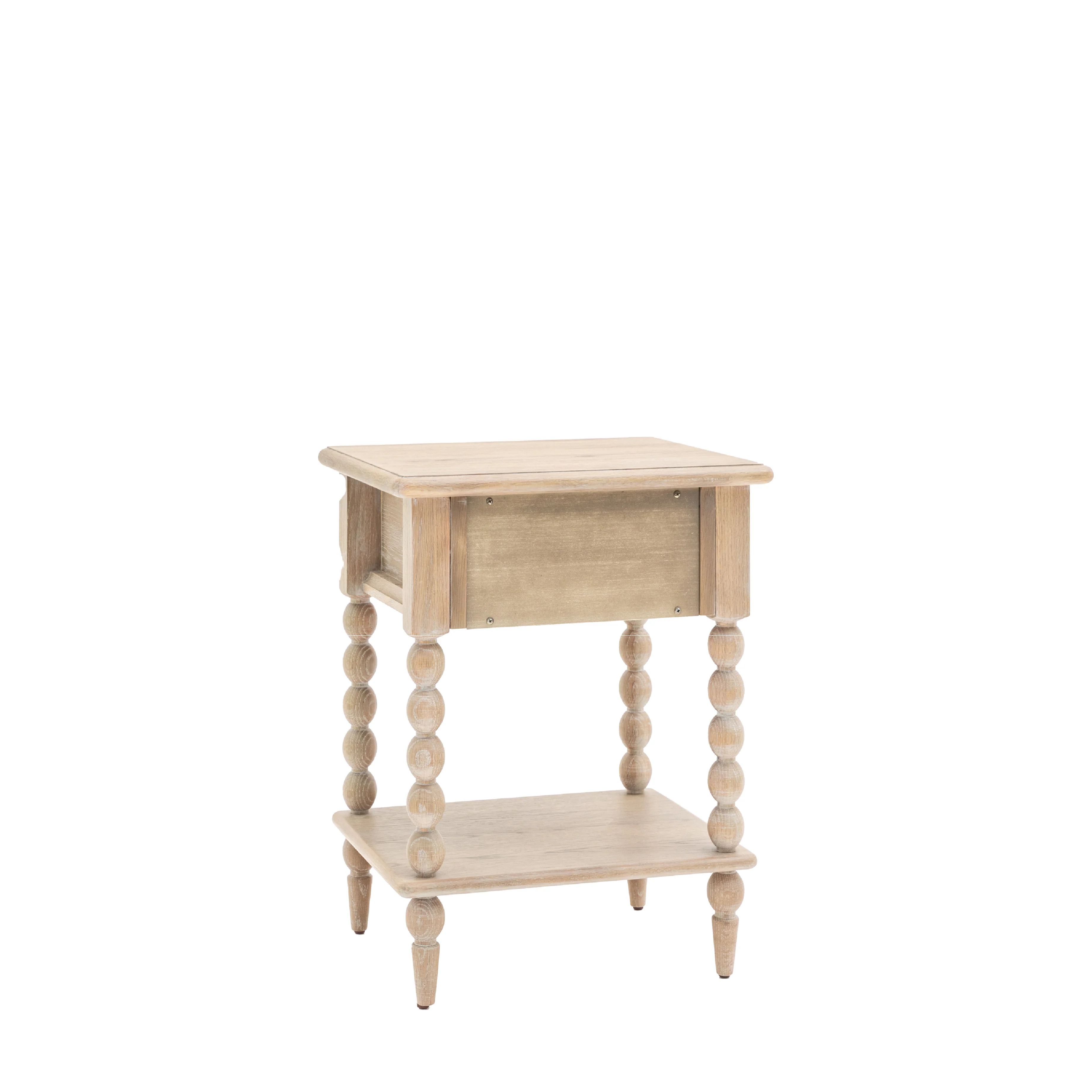 Artisan Bobbin 1 Drawer Bedside Table | Limewashed Oak - Image 4
