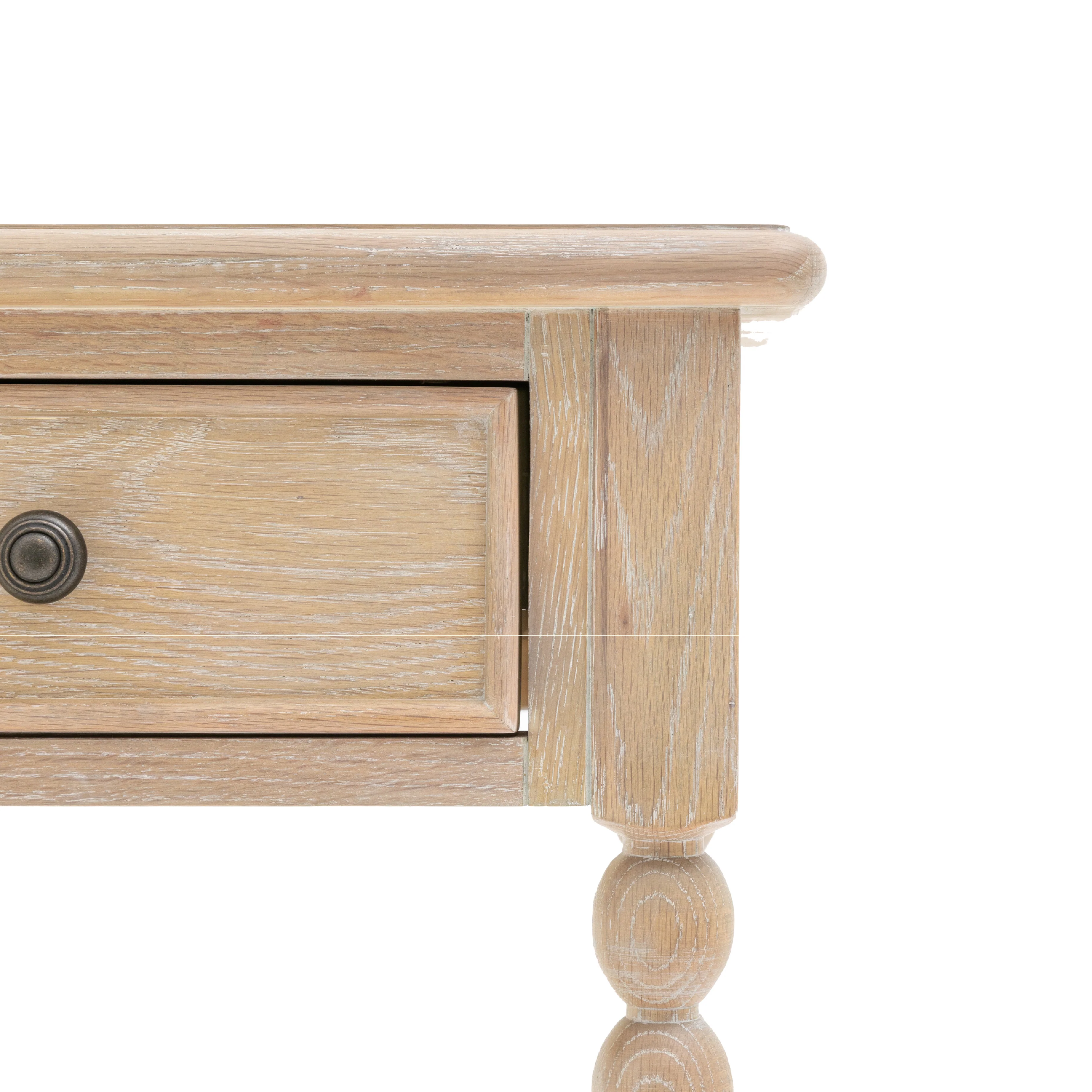 Artisan Bobbin 1 Drawer Bedside Table | Limewashed Oak - Image 5