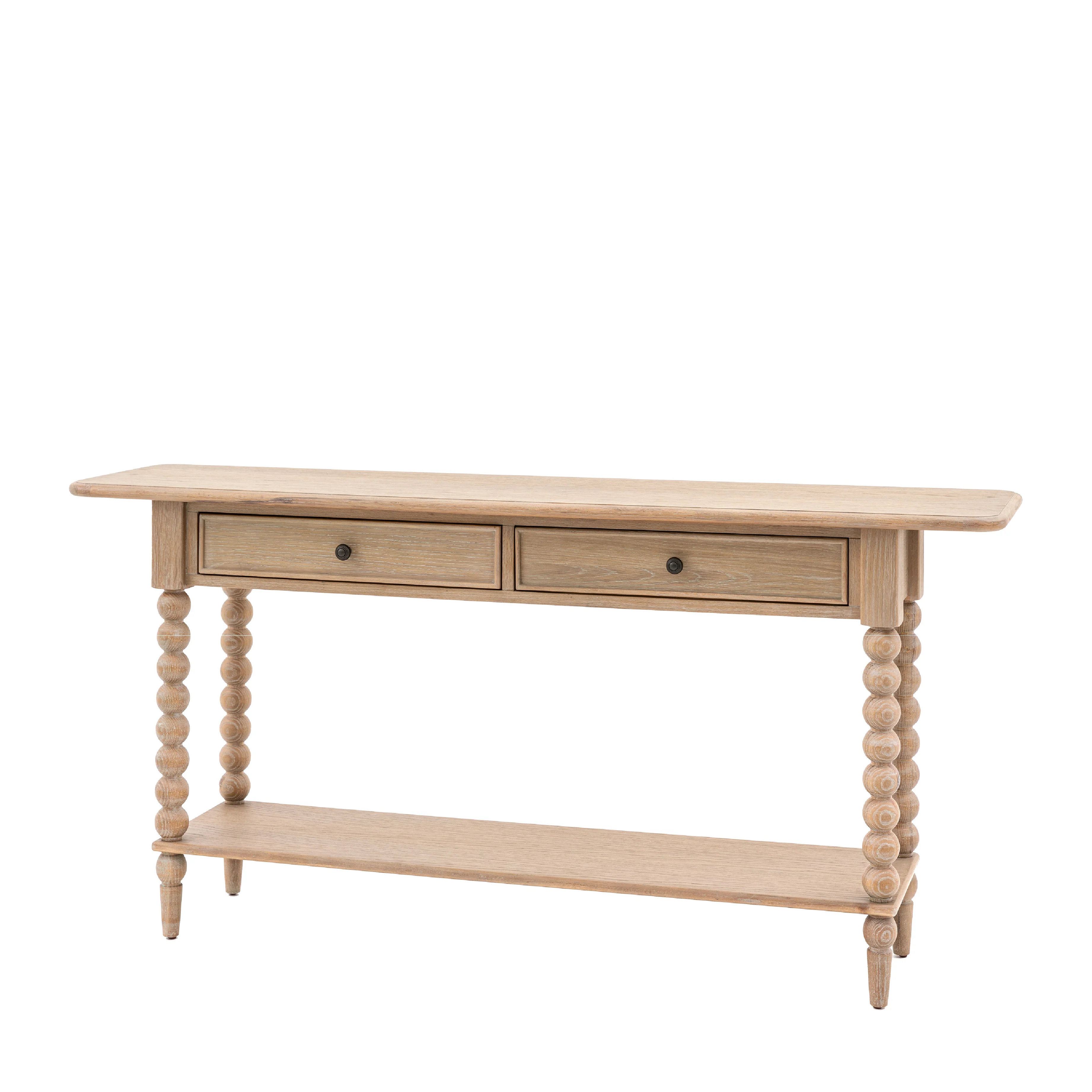 Artisan Bobbin 2 Drawer Console Table | Limewashed Oak - Image 3