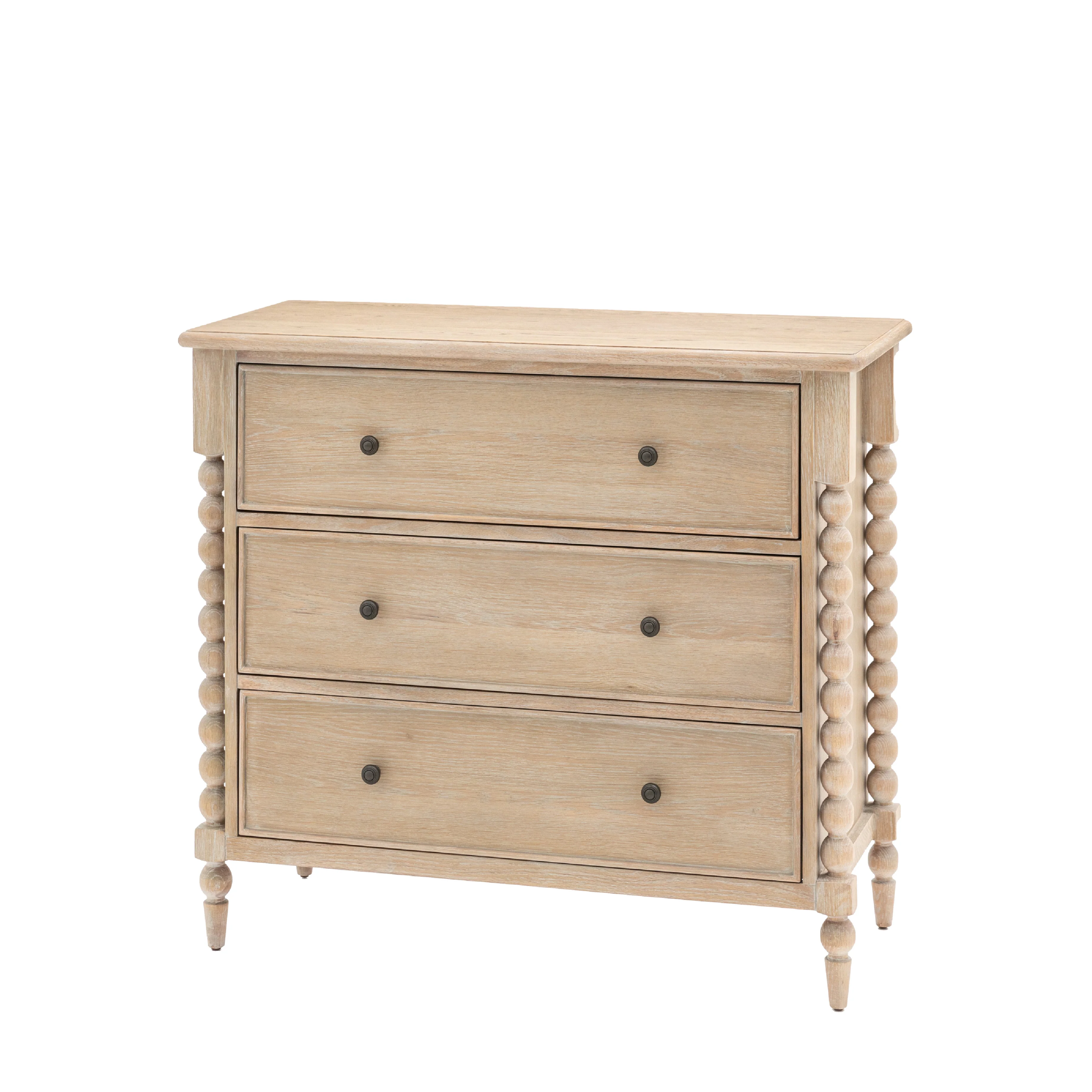 Artisan Bobbin 3 Drawer Chest | Limewashed Oak - Image 3