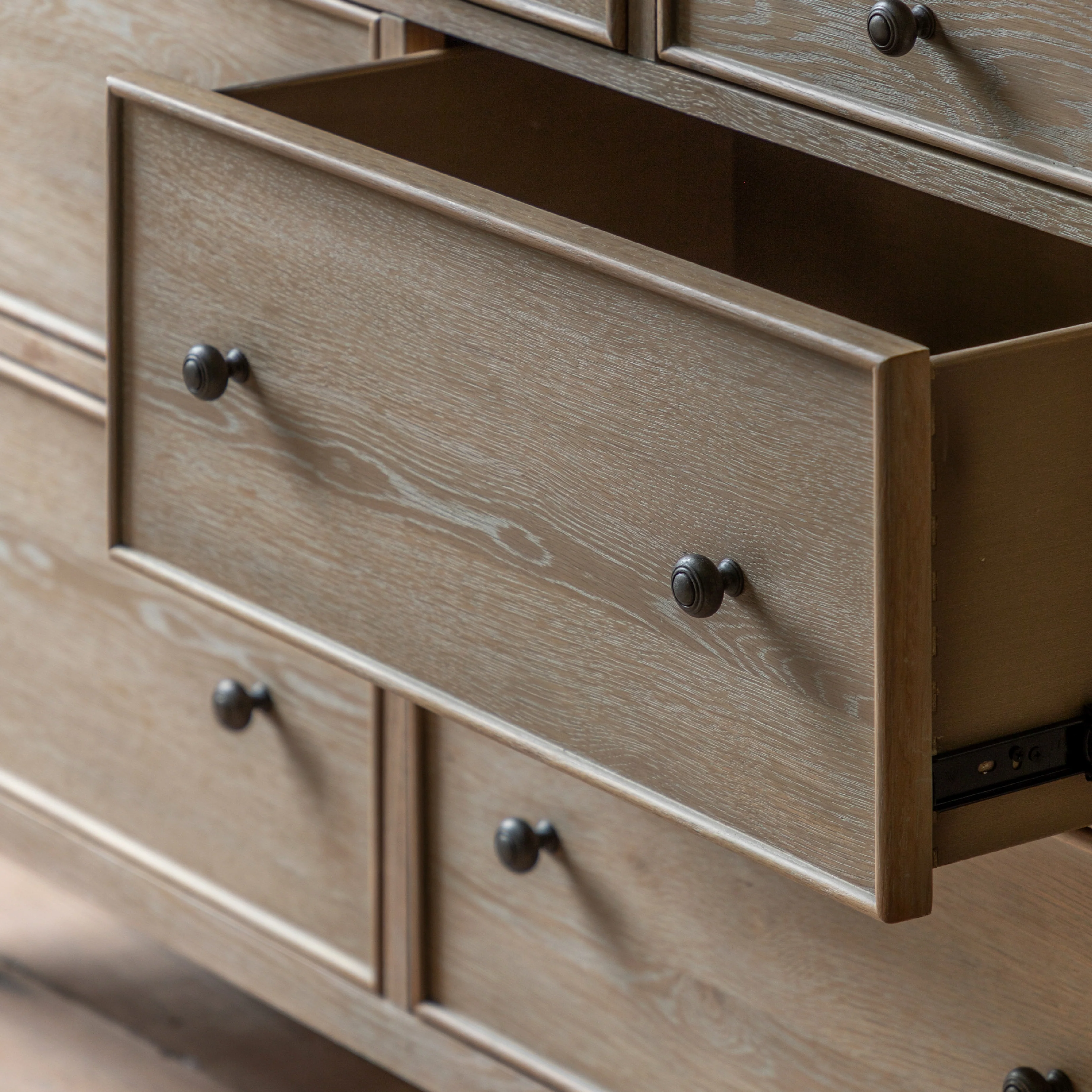 Artisan Bobbin 7 Drawer Chest | Limewashed Oak - Image 2