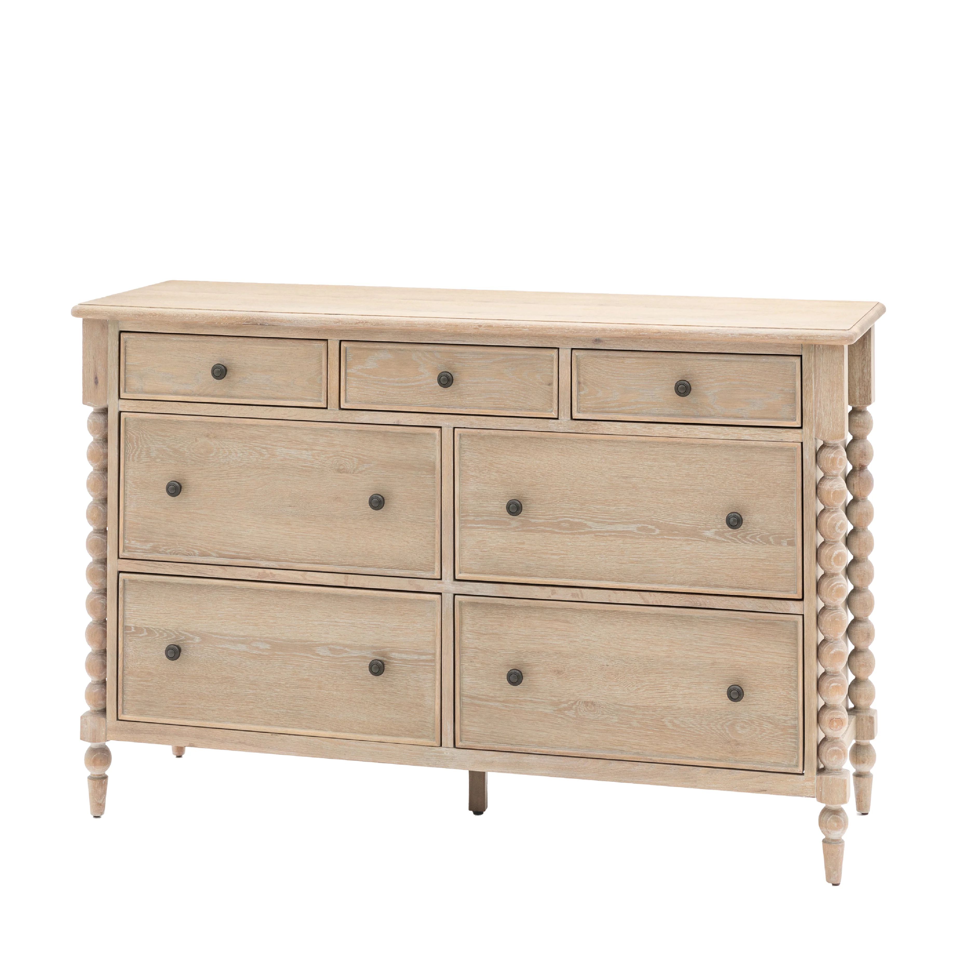 Artisan Bobbin 7 Drawer Chest | Limewashed Oak - Image 3