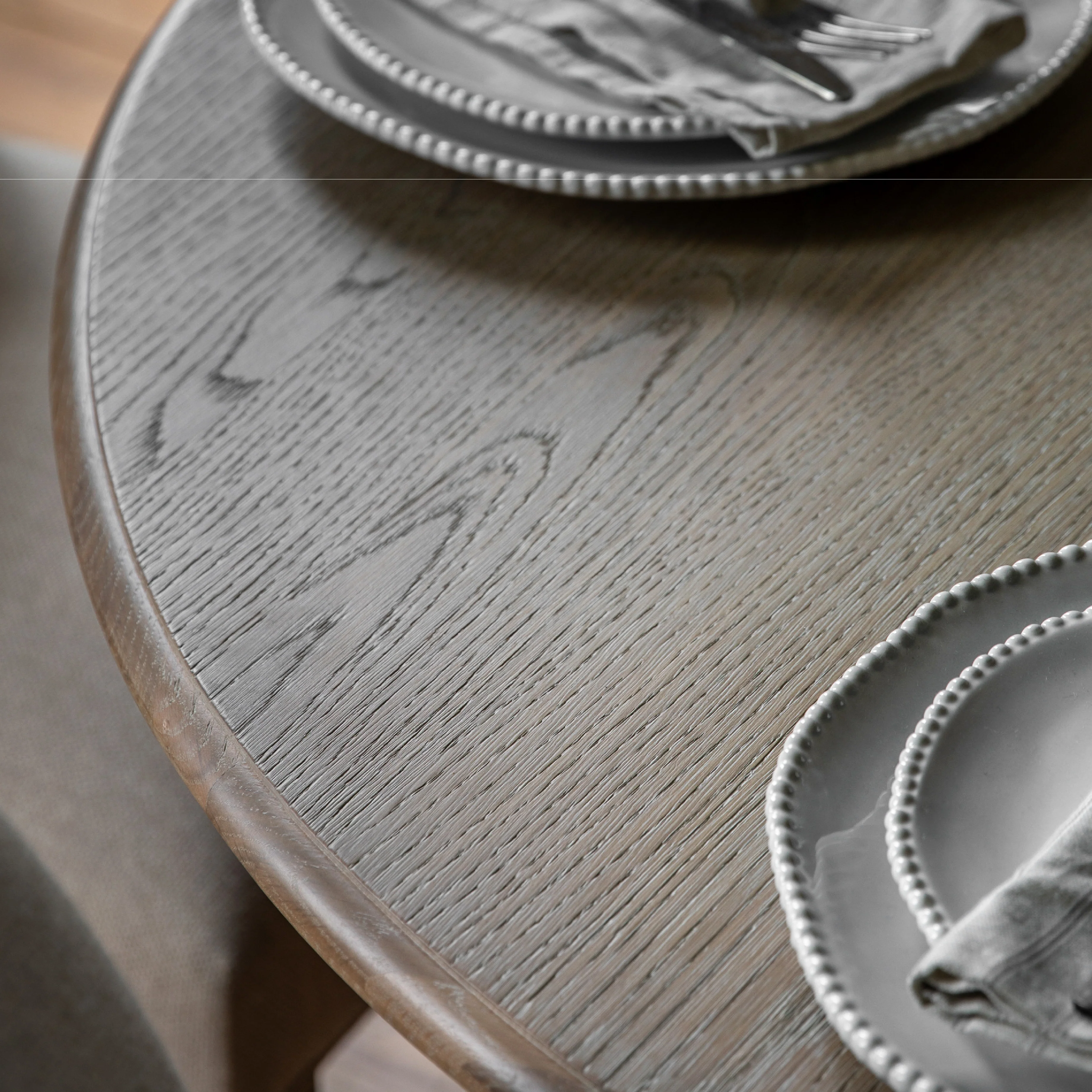 Artisan Bobbin Extending Round Dining Table | Limewashed Oak - Image 2