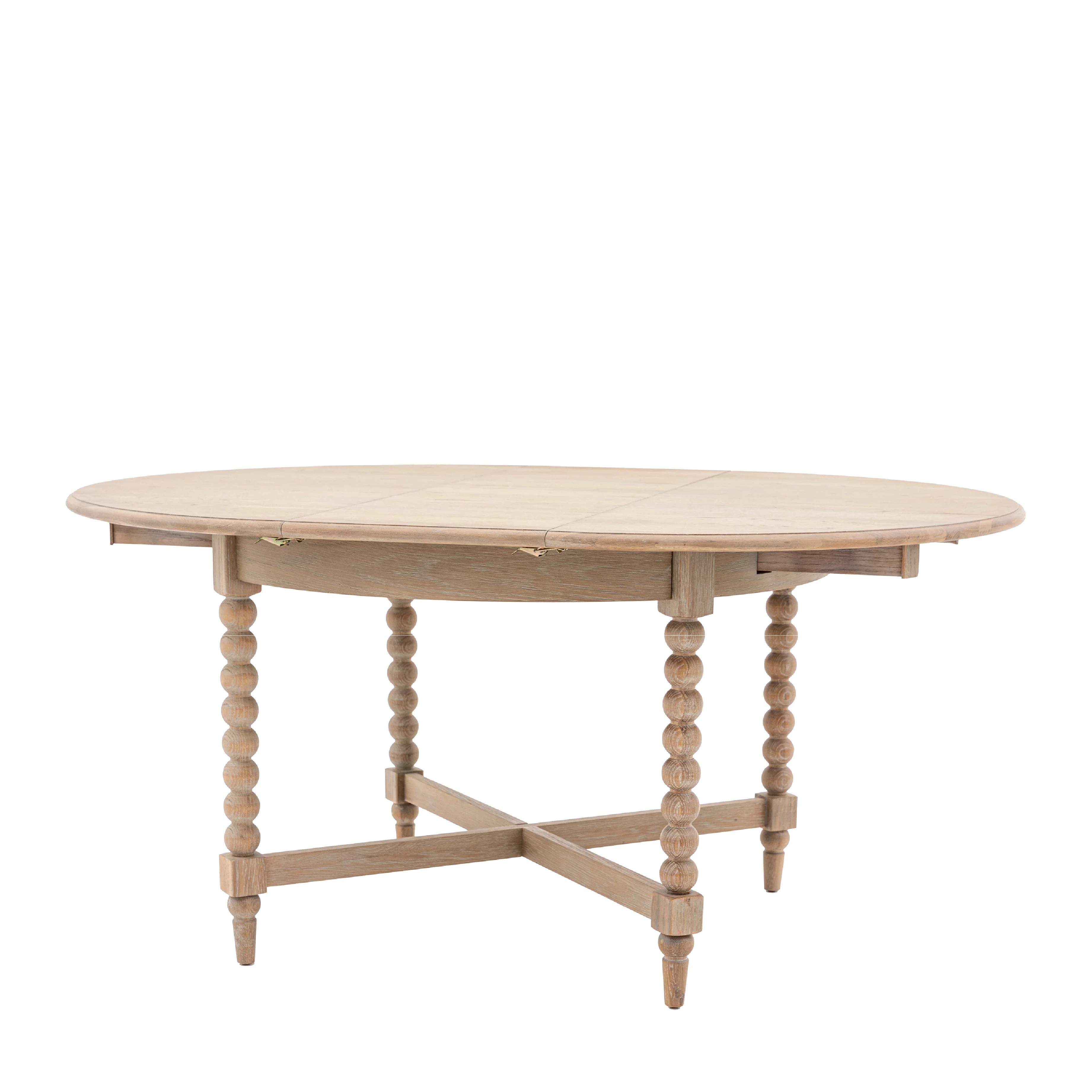Artisan Bobbin Extending Round Dining Table | Limewashed Oak - Image 4