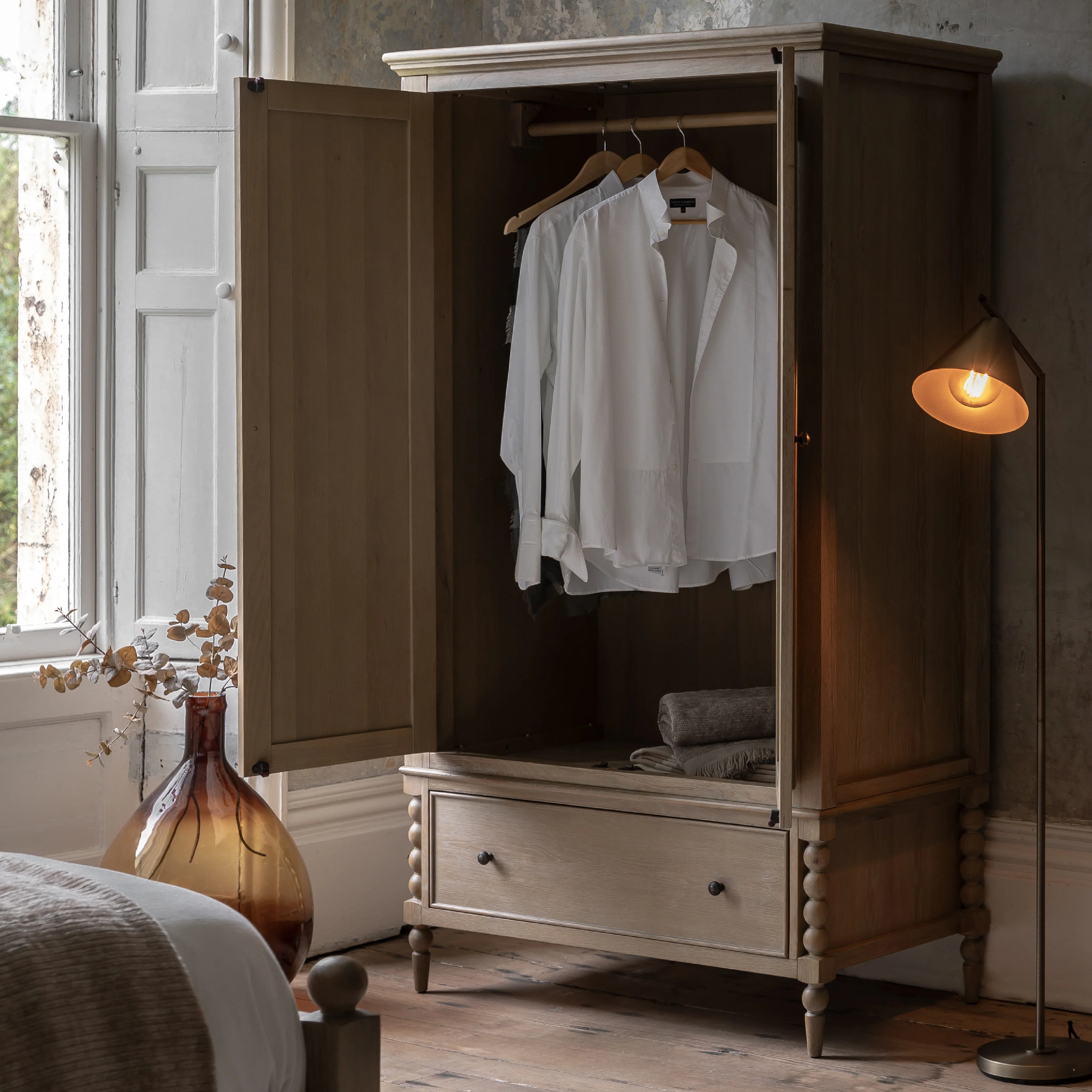 Artisan Bobbin Wardrobe | Limewashed Oak - Image 2