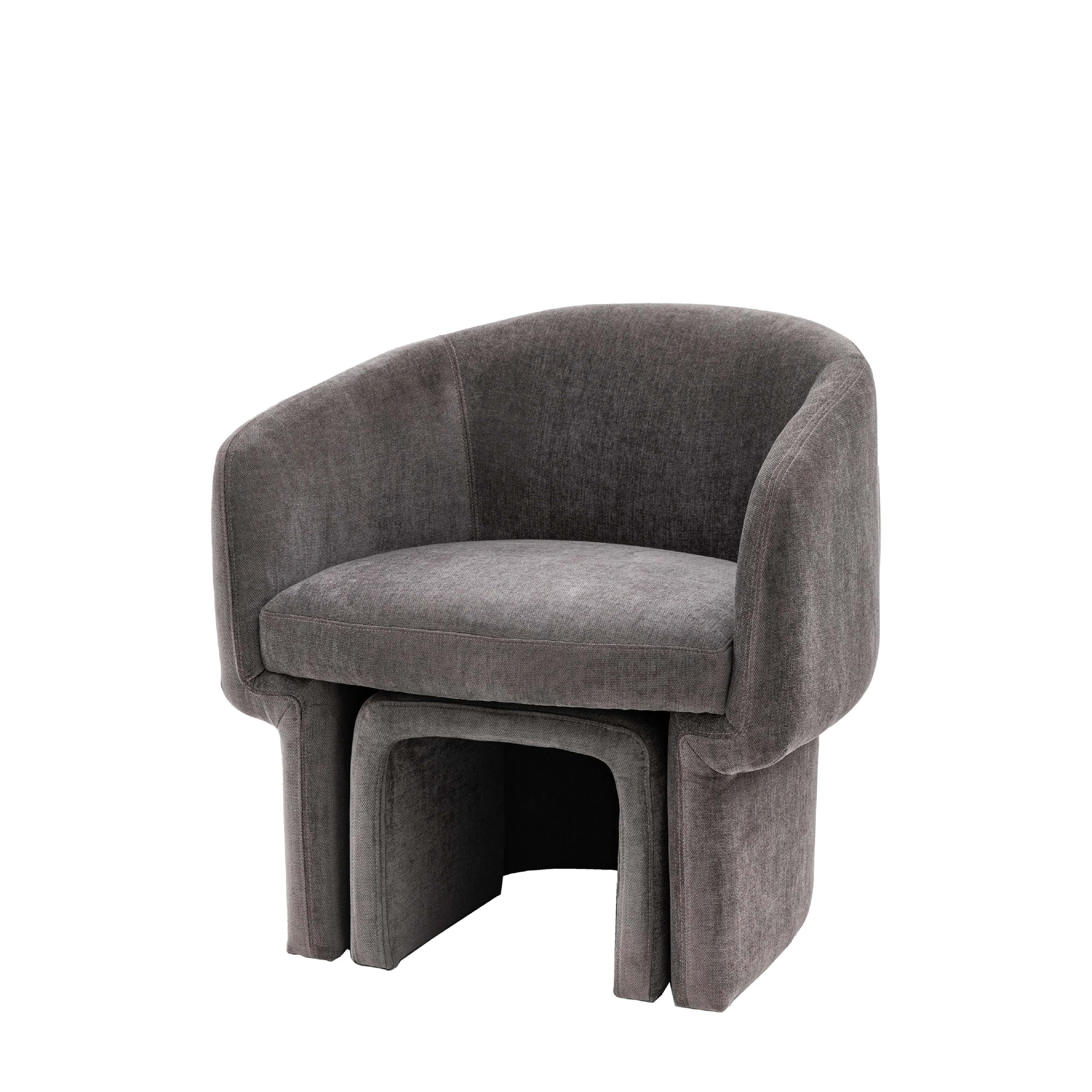 Asko Retro Armchair & Footstool | Anthracite Grey - Image 3