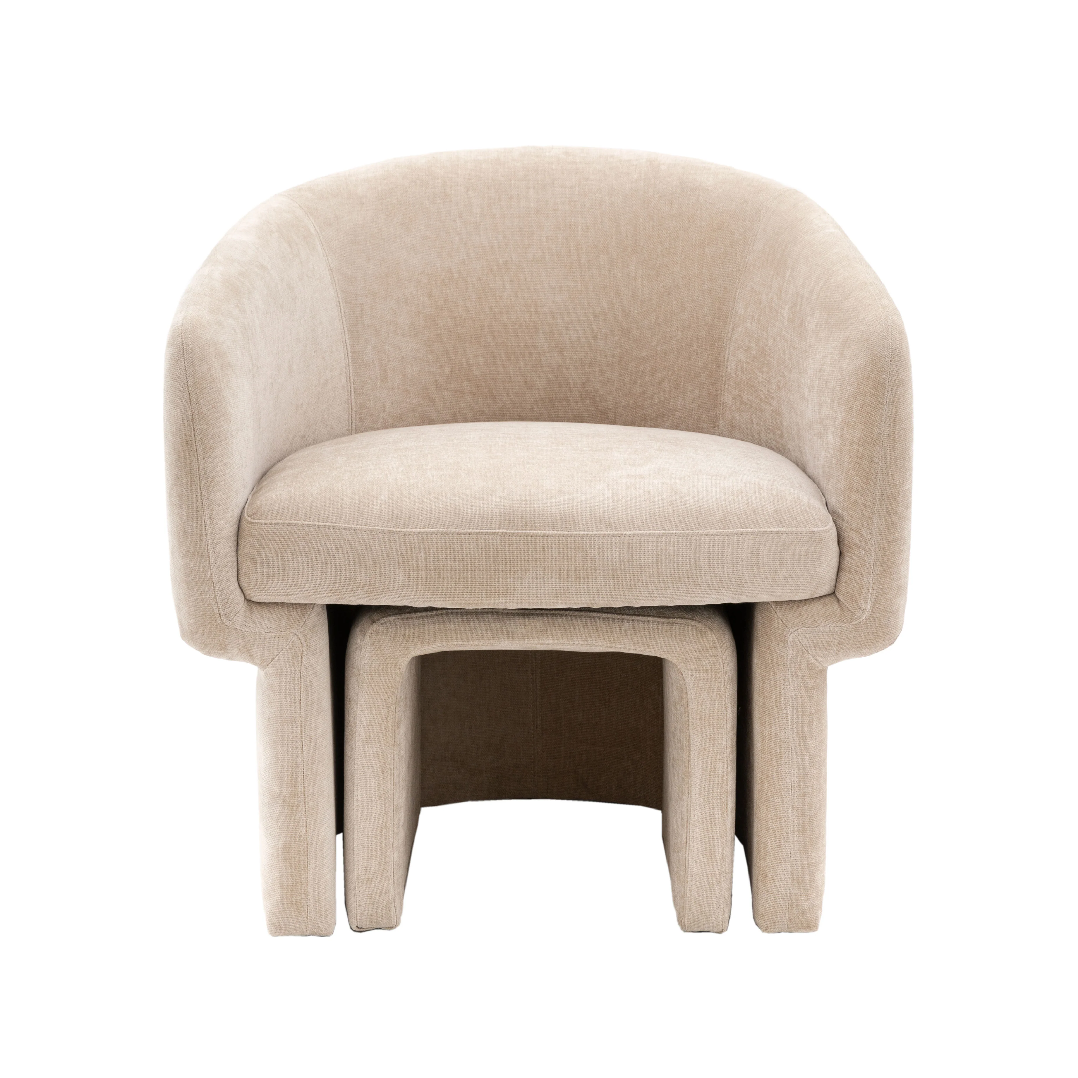 Asko Retro Armchair & Footstool | Cream - Image 3