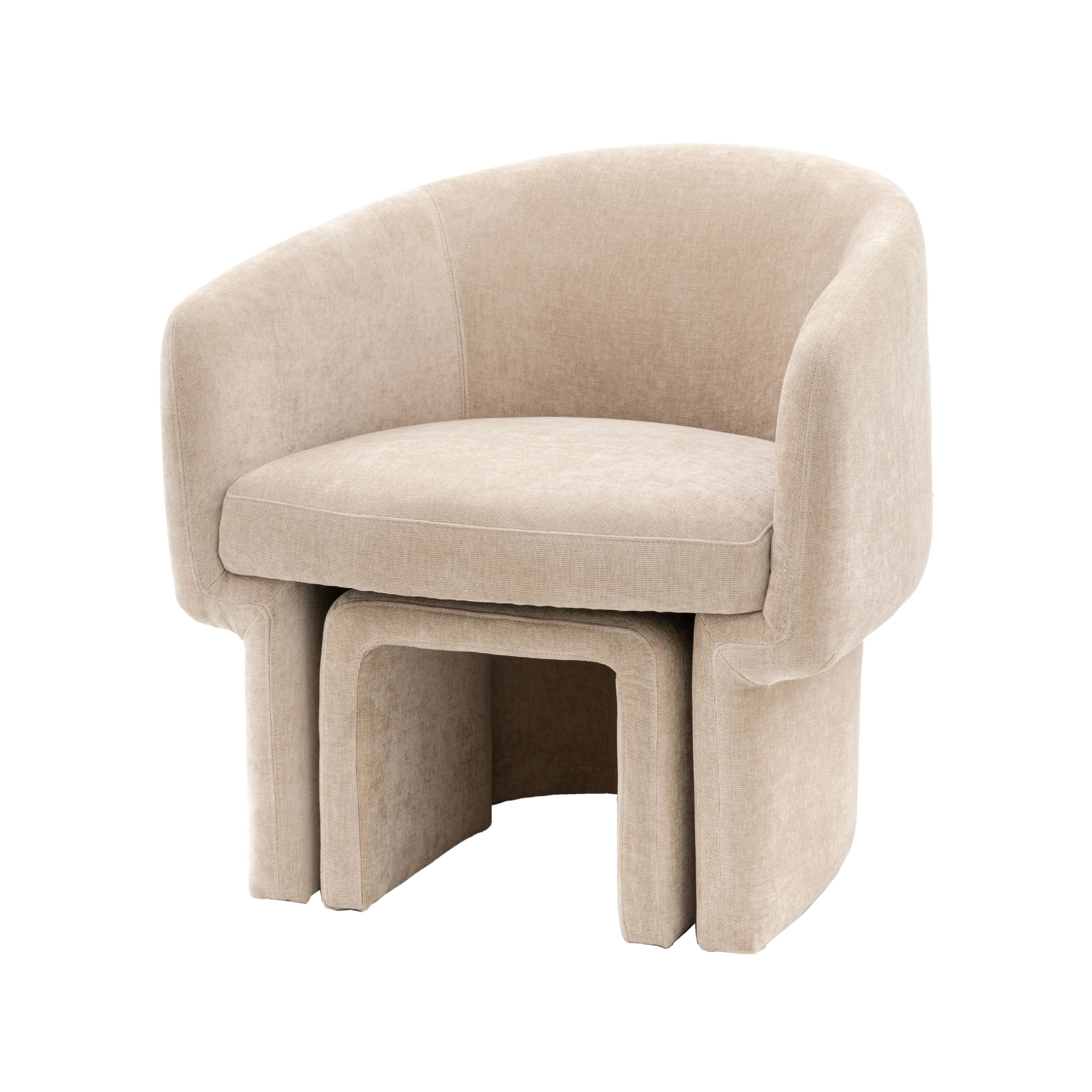 Asko Retro Armchair & Footstool | Cream - Image 4