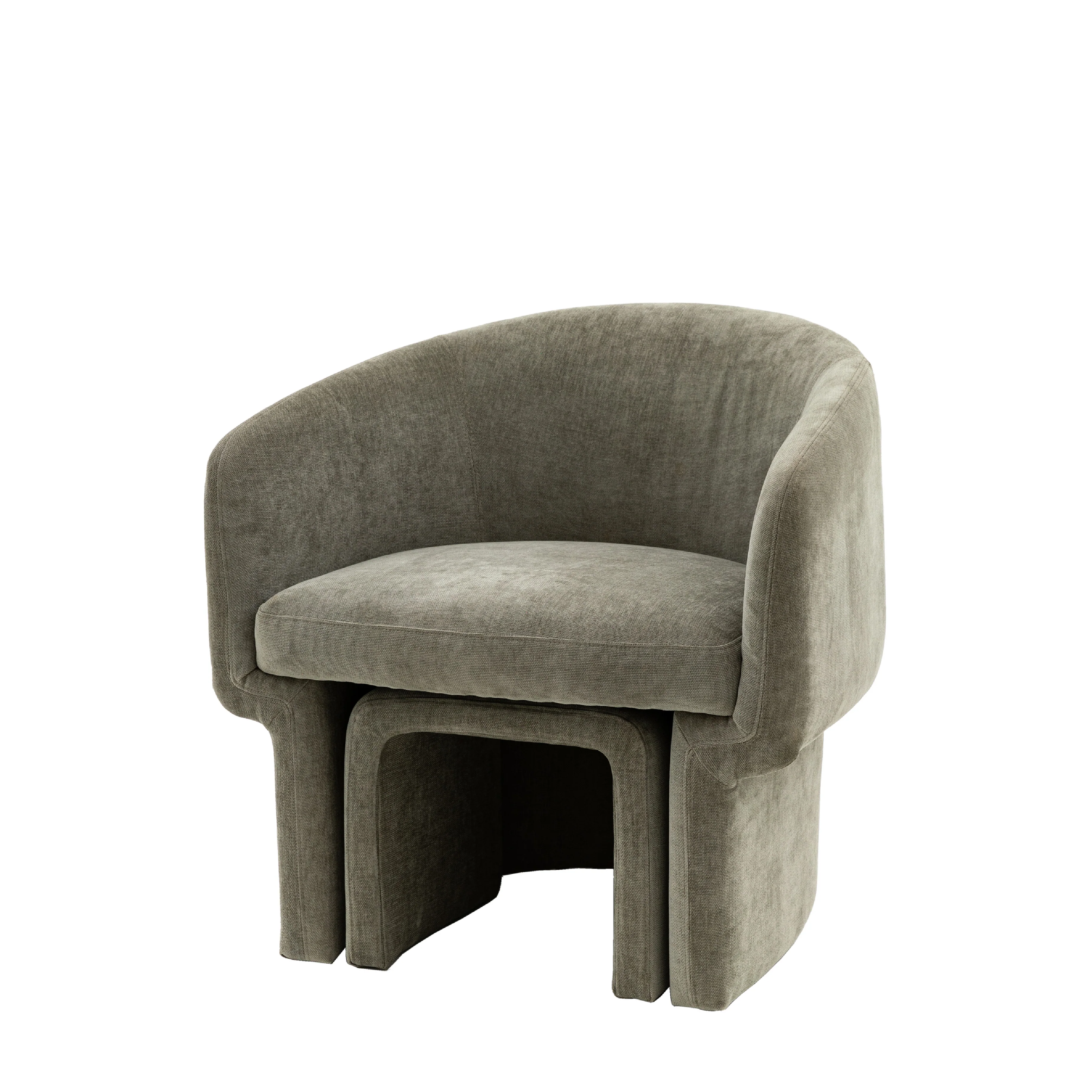 Asko Retro Armchair & Footstool | Sage Grey - Image 3