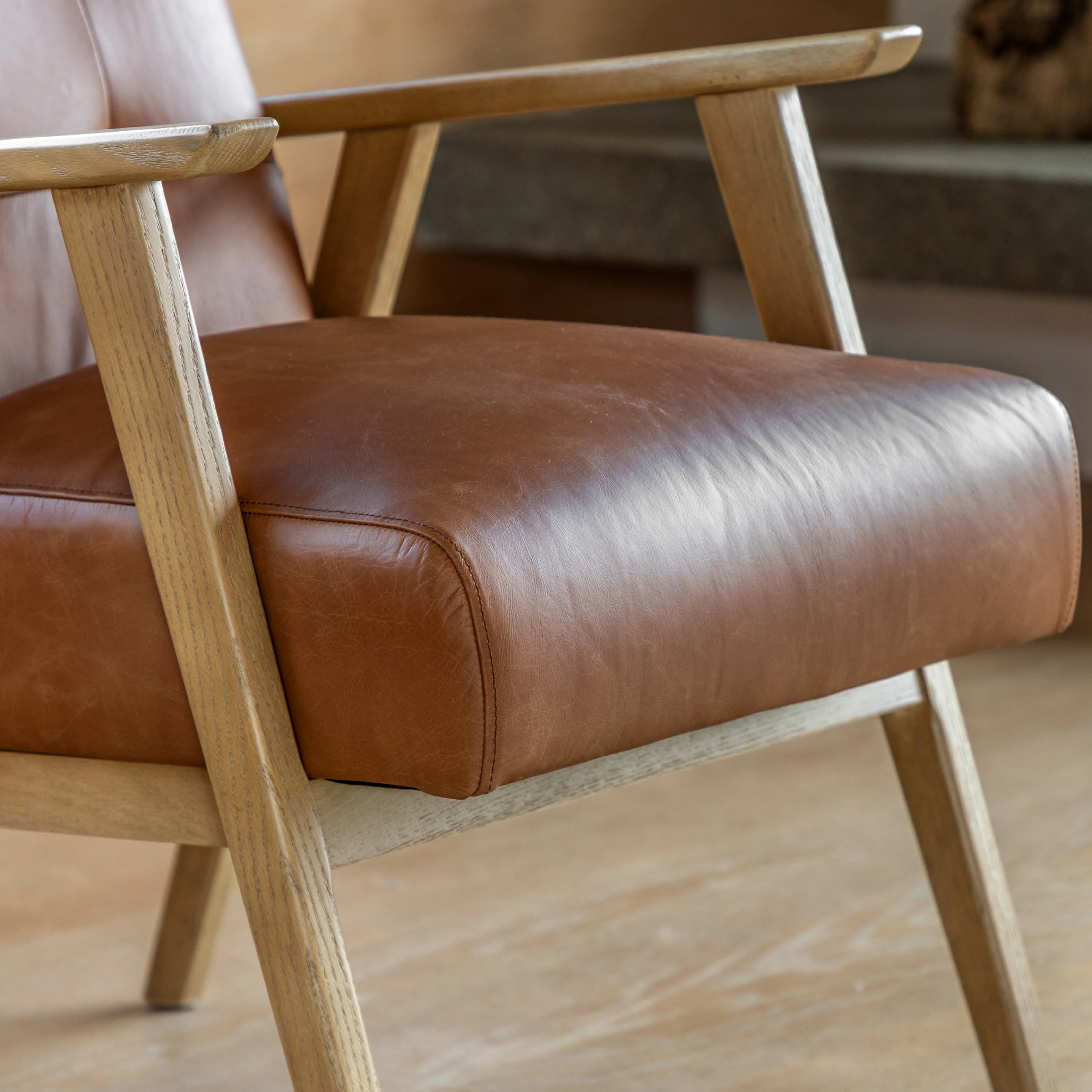 Blackhall Scandi Leather Armchair | Antique Brown - Image 2