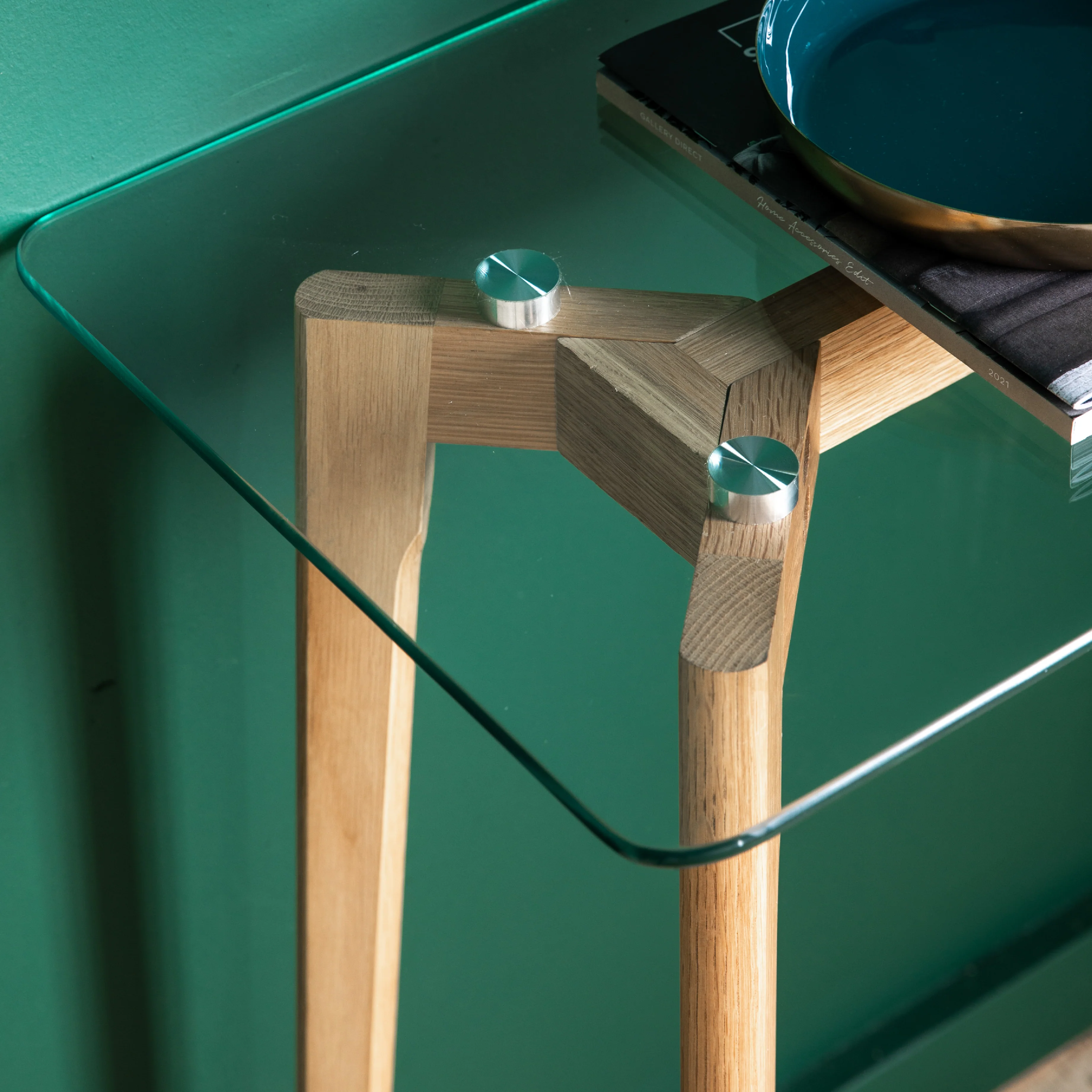 Blair Glass Console Table | Natural Oak - Image 2
