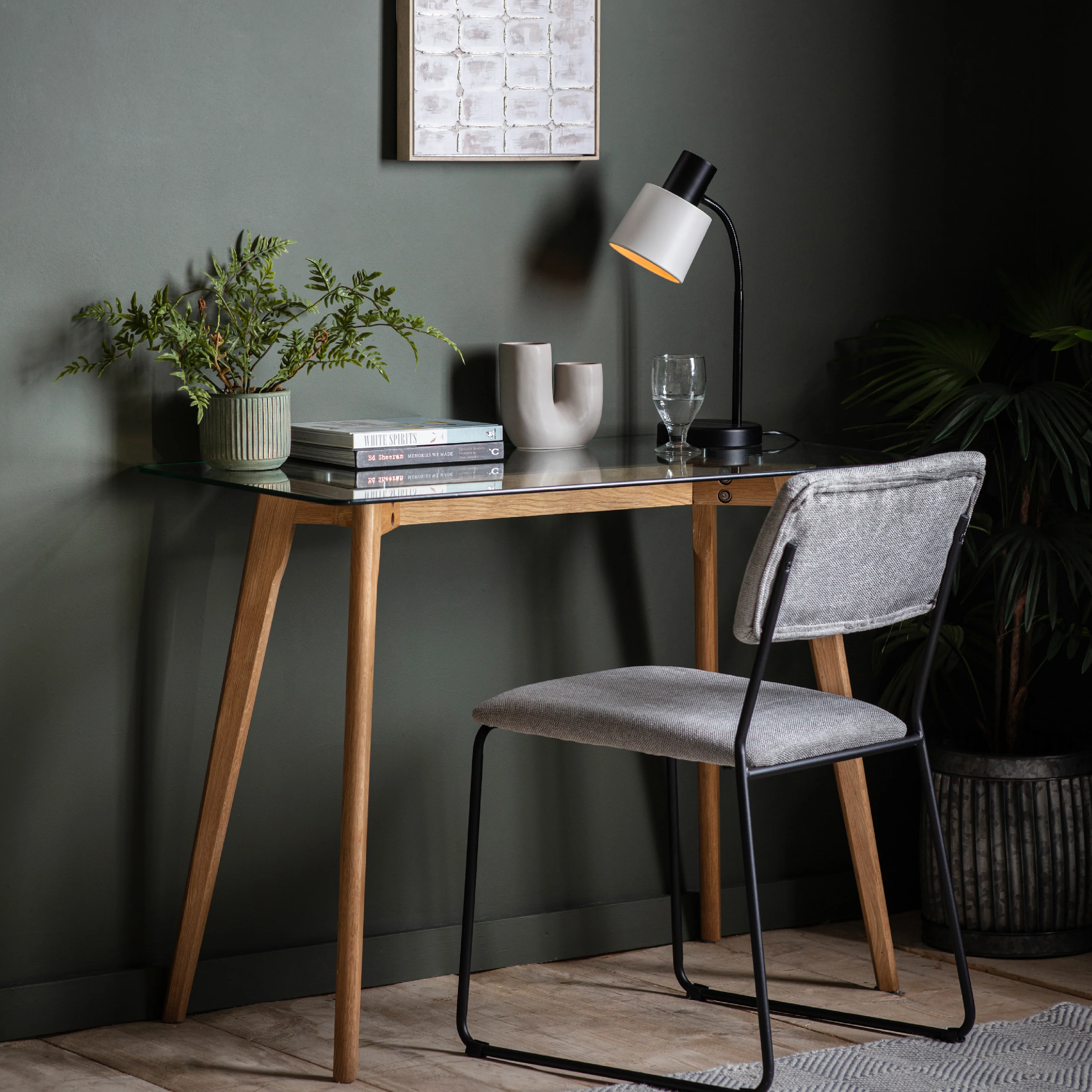 Blair Glass Desk | Natural Oak