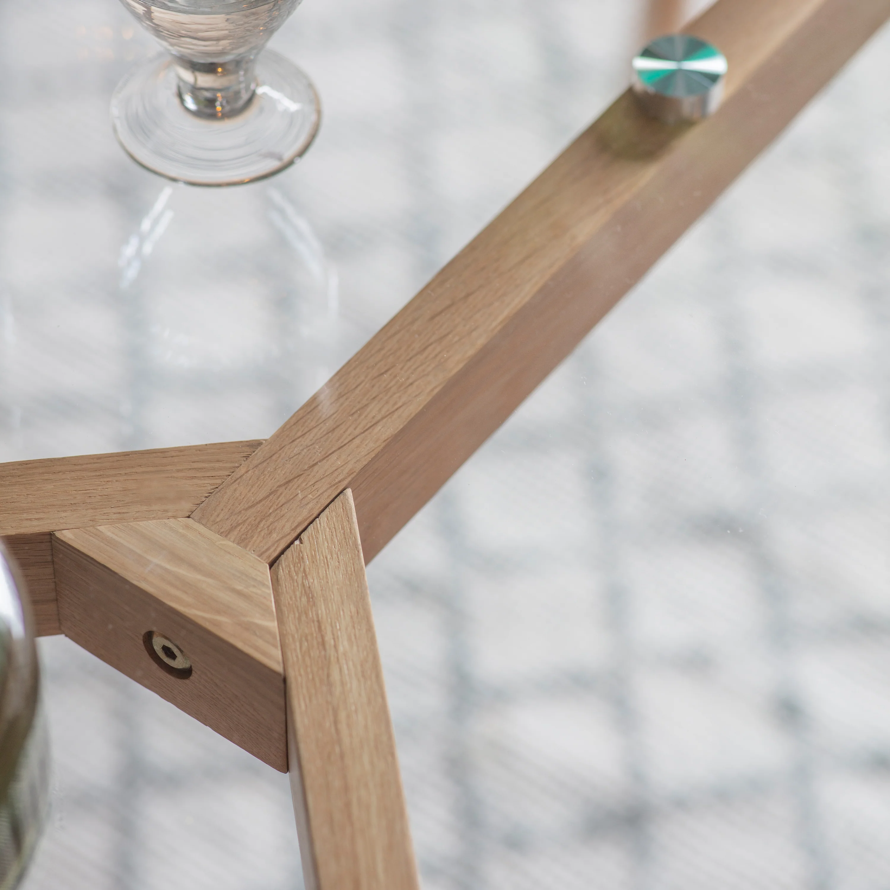 Blair Rectangular Glass Dining Table | Natural Oak - Image 2