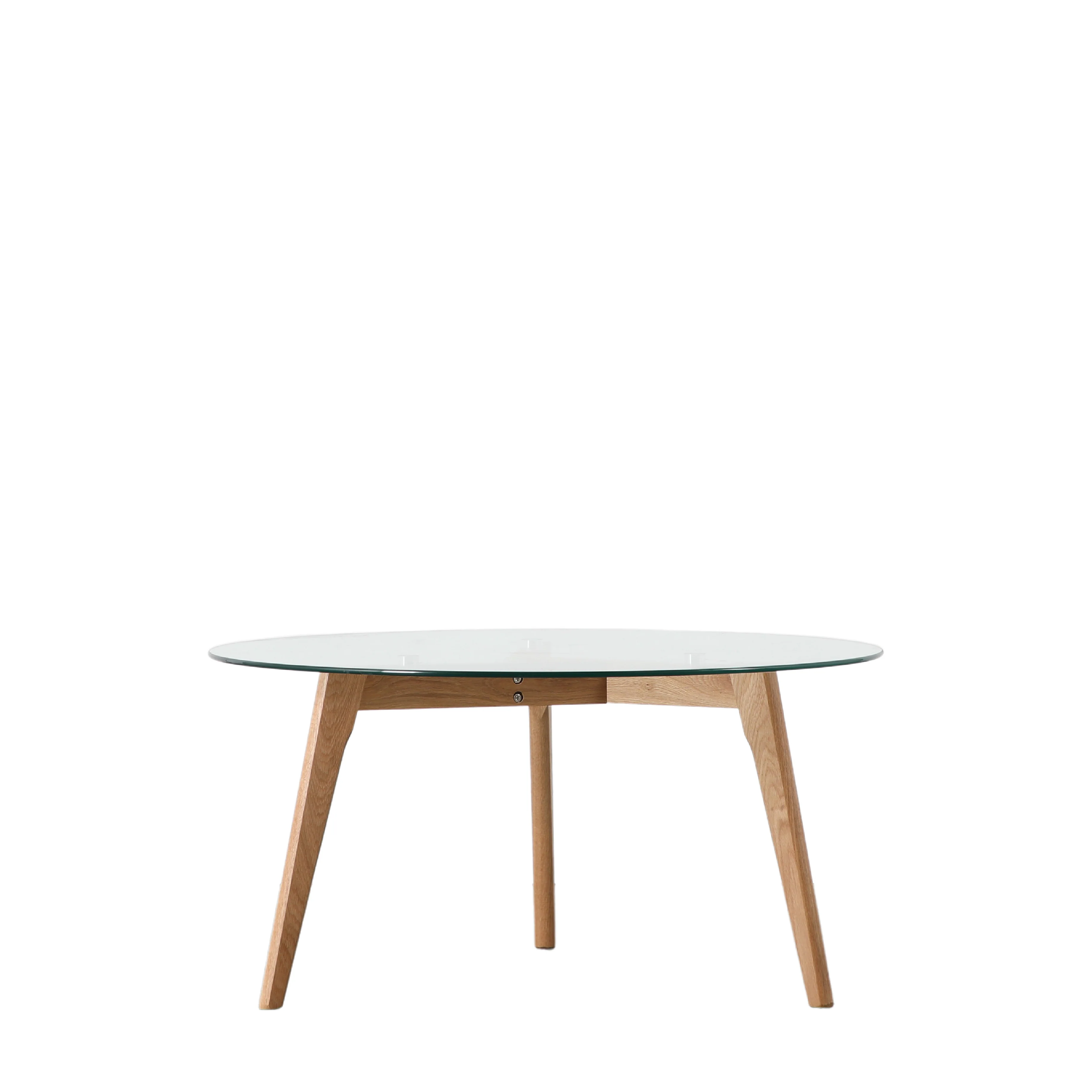 Blair Round Glass Coffee Table | Natural Oak - Image 3
