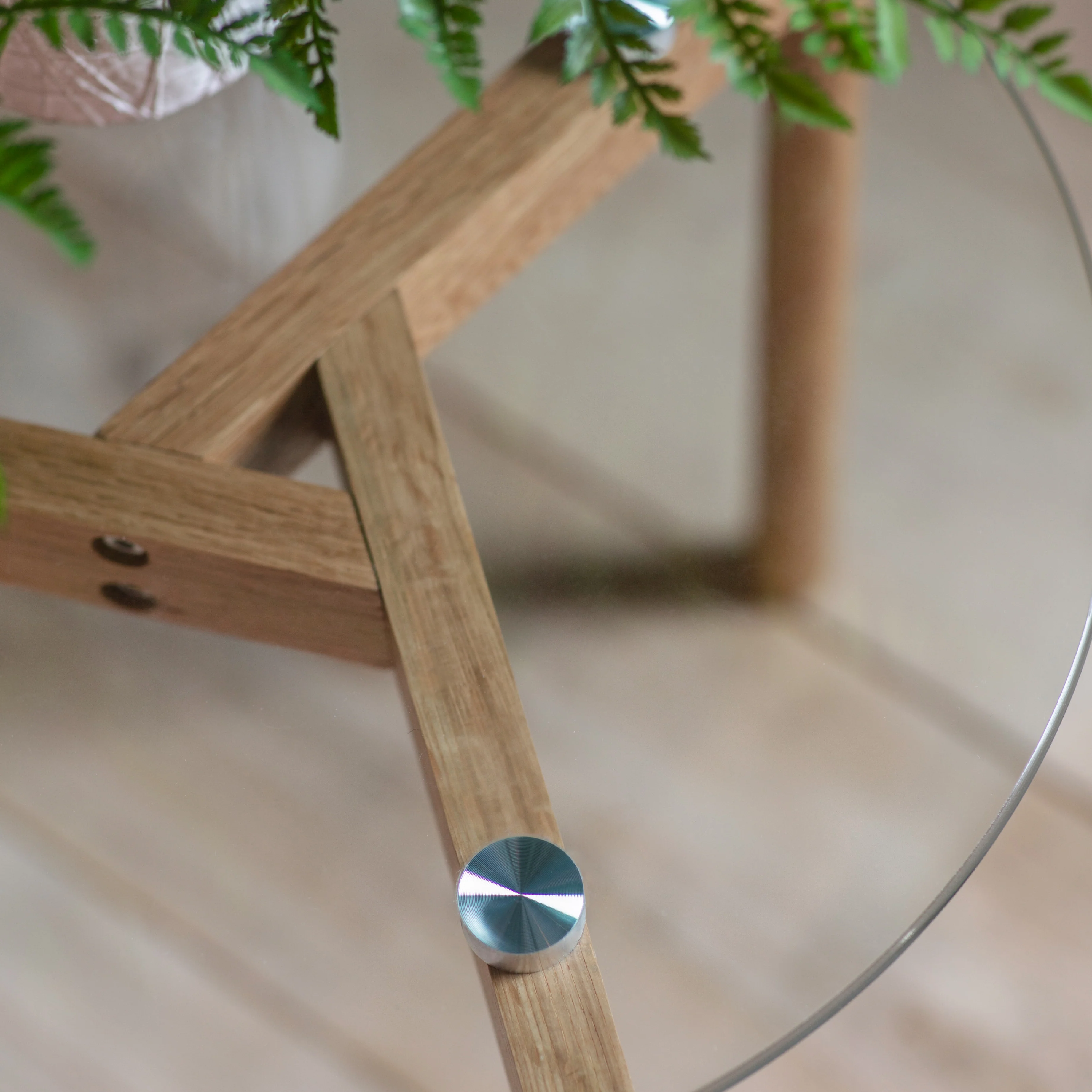 Blair Round Glass Side Table | Natural Oak - Image 2