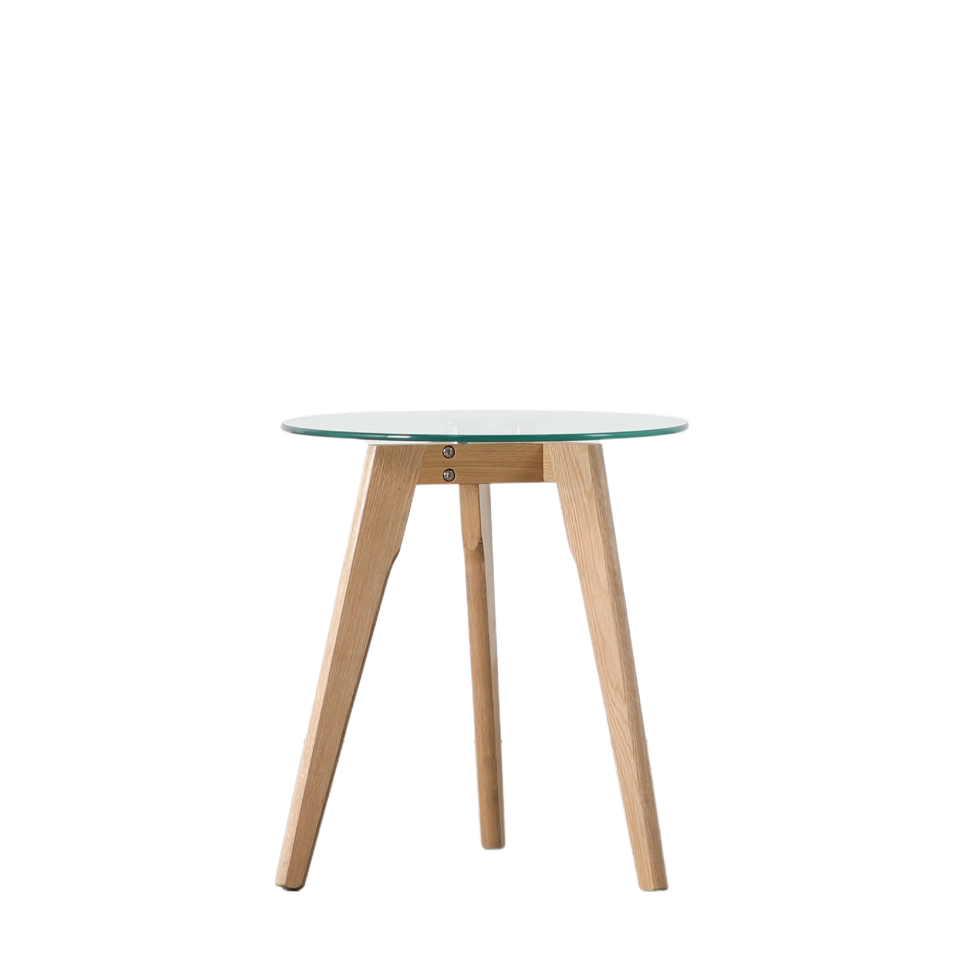 Blair Round Glass Side Table | Natural Oak - Image 3