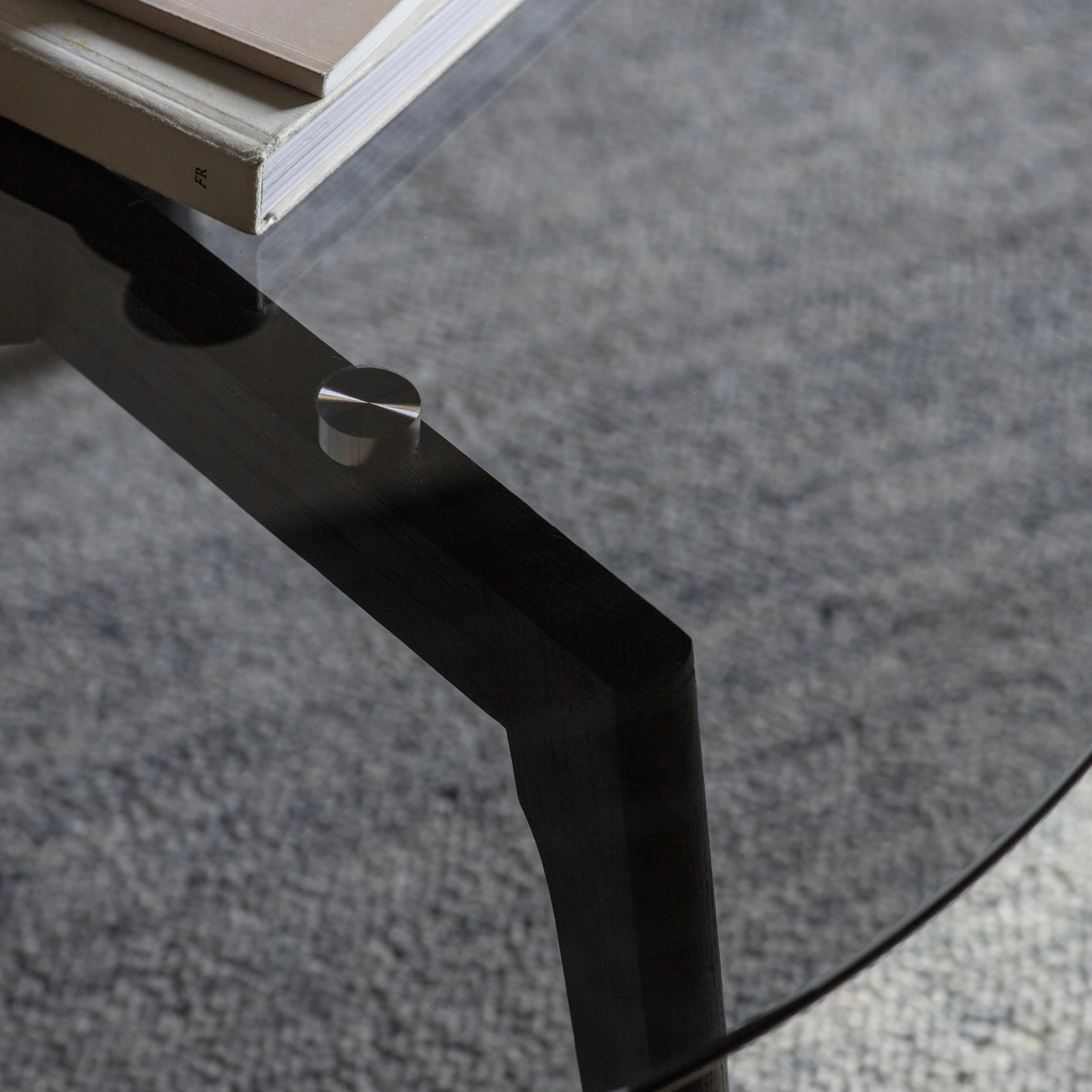 Blair Round Smoked Glass Coffee Table | Black Oak - Image 2