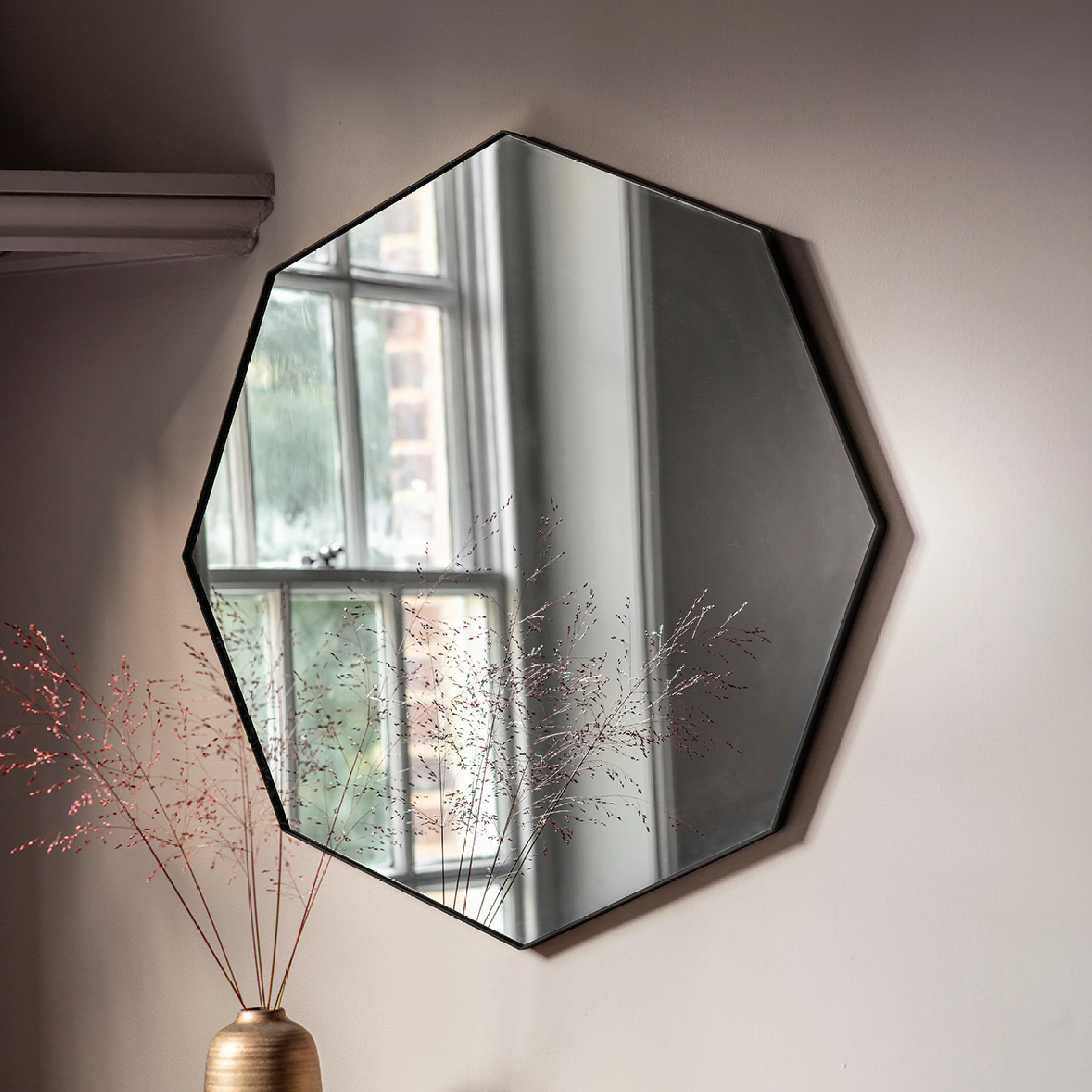 Bowie Octagon Mirror | Black | 80cm