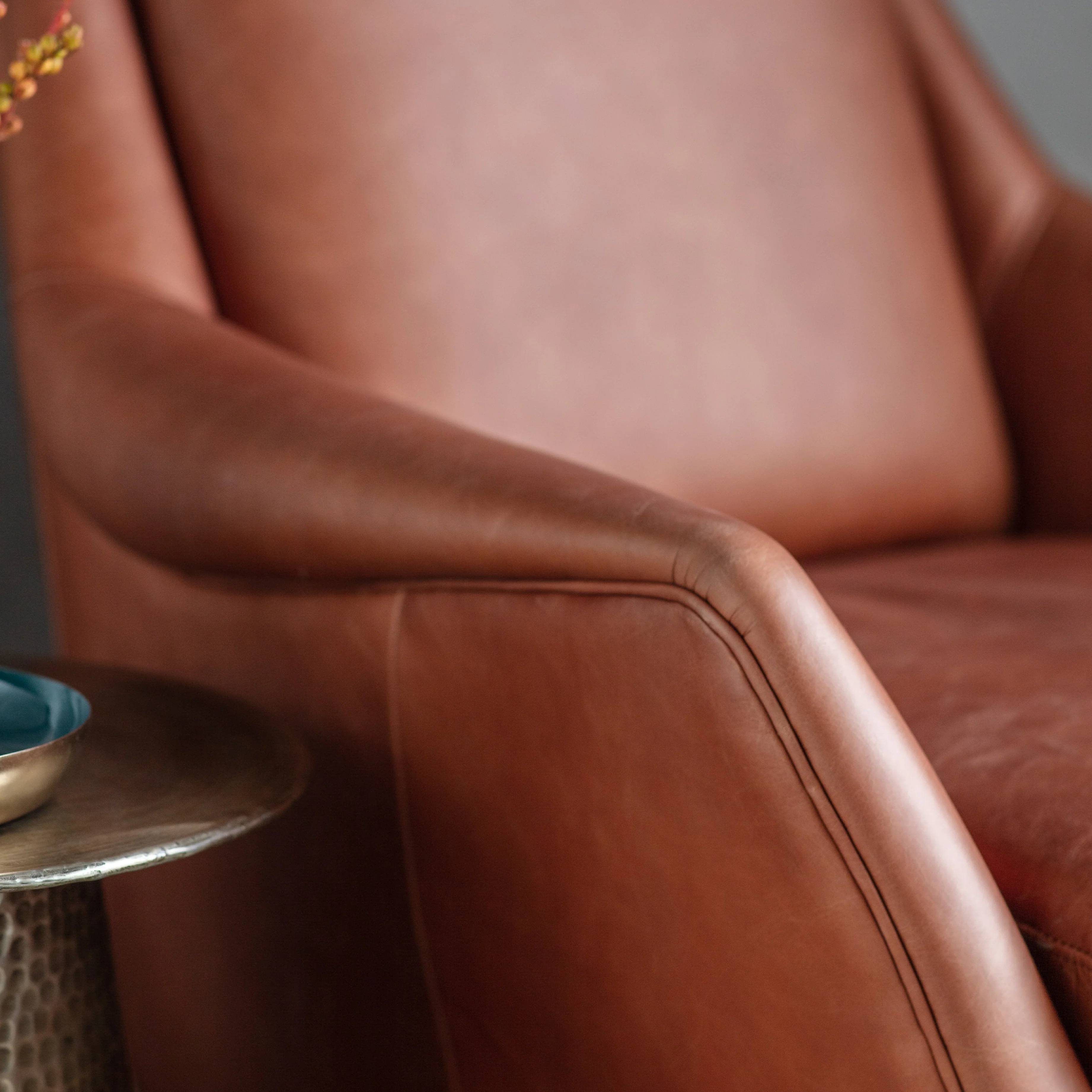 Brompton Retro Leather Armchair | Brown - Image 2