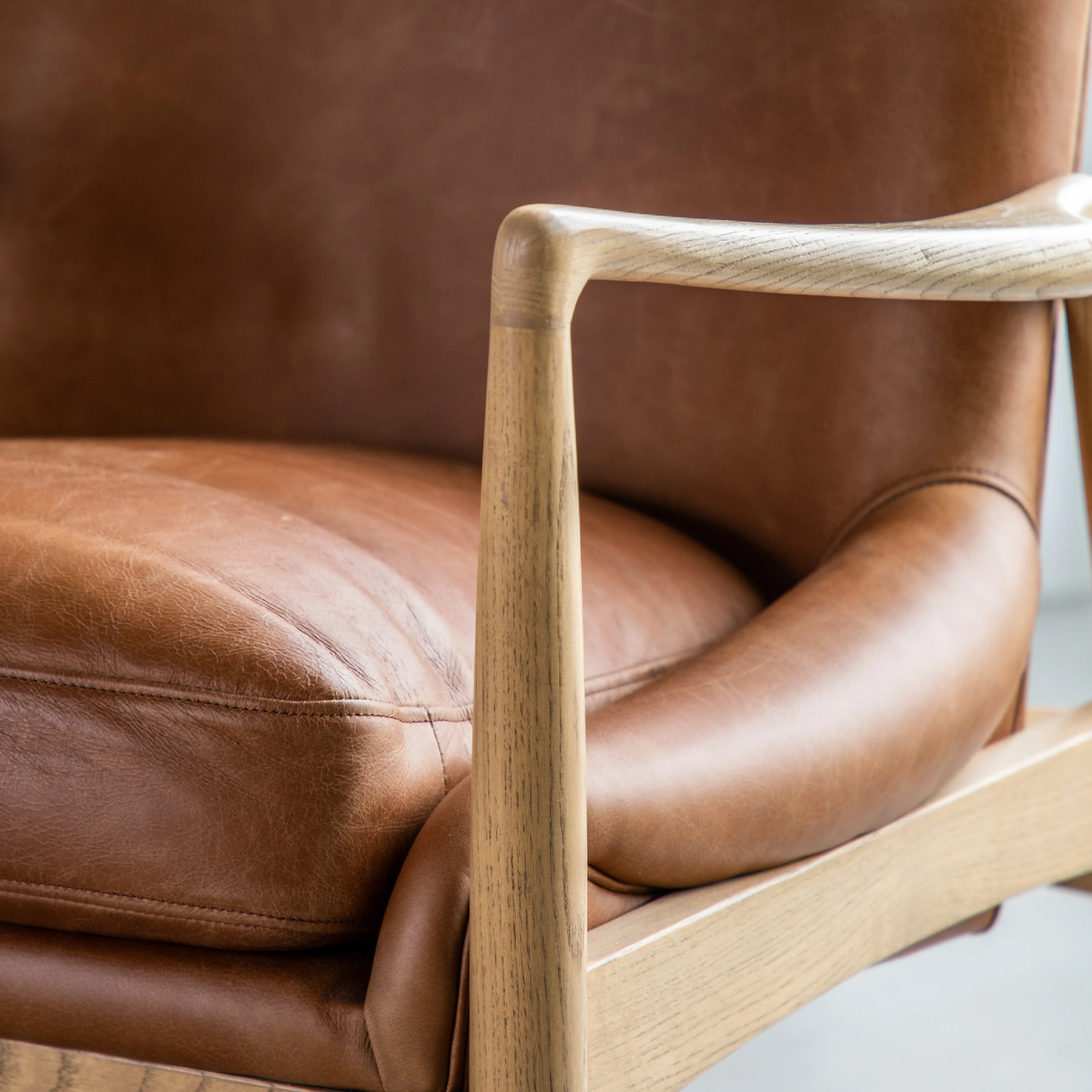 Carrera Leather Mid-Century Modern Armchair | Brown - Image 2