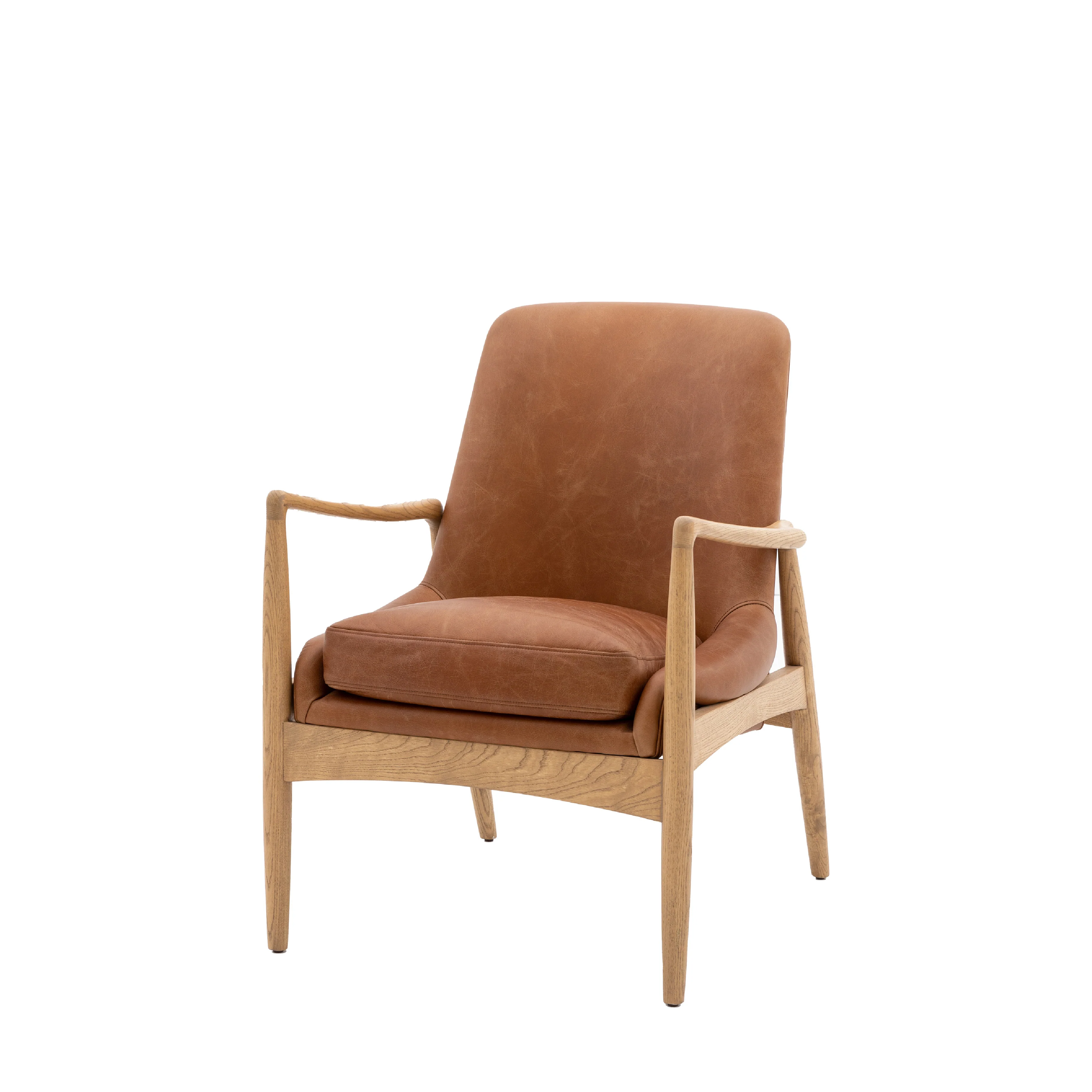 Carrera Leather Mid-Century Modern Armchair | Brown - Image 3