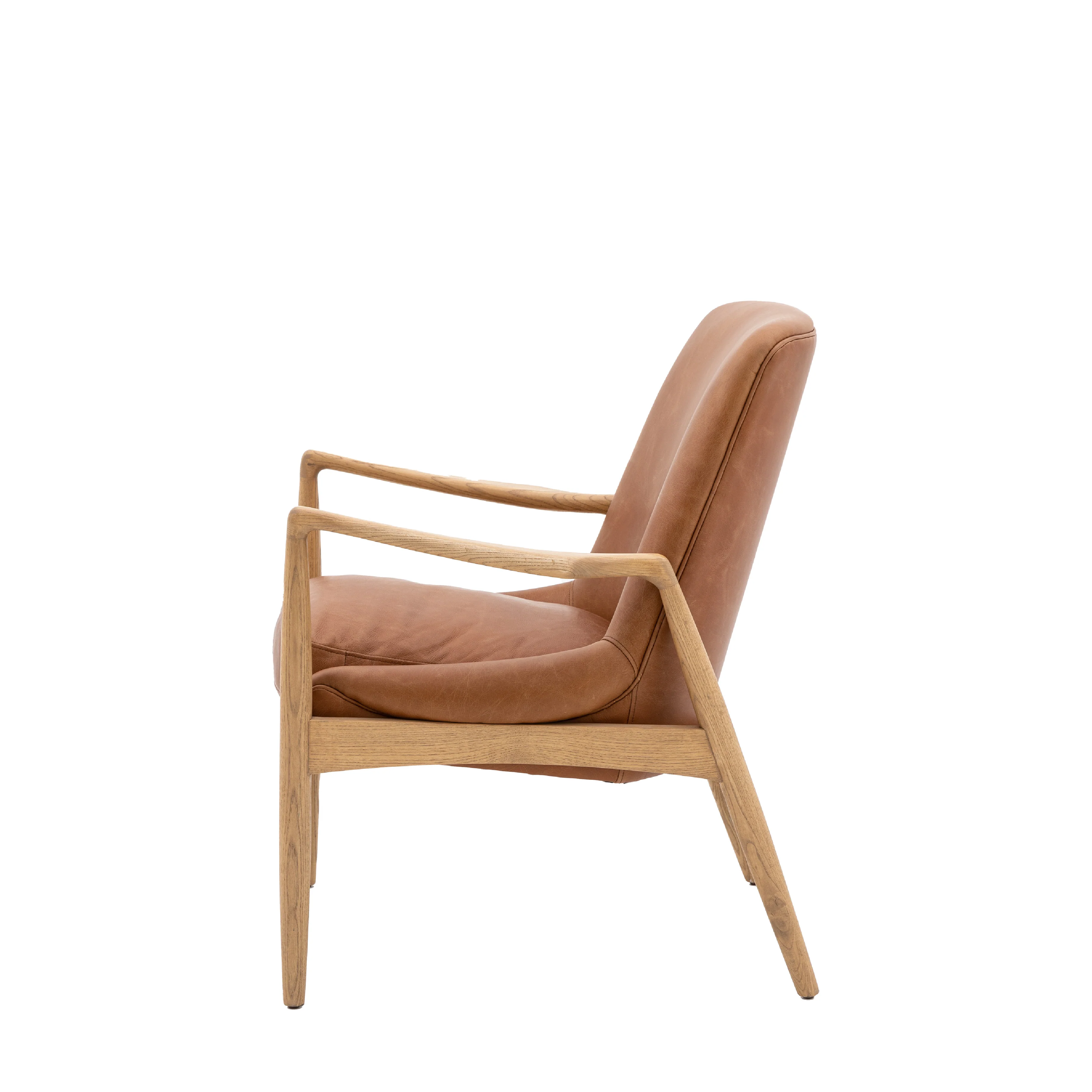 Carrera Leather Mid-Century Modern Armchair | Brown - Image 4