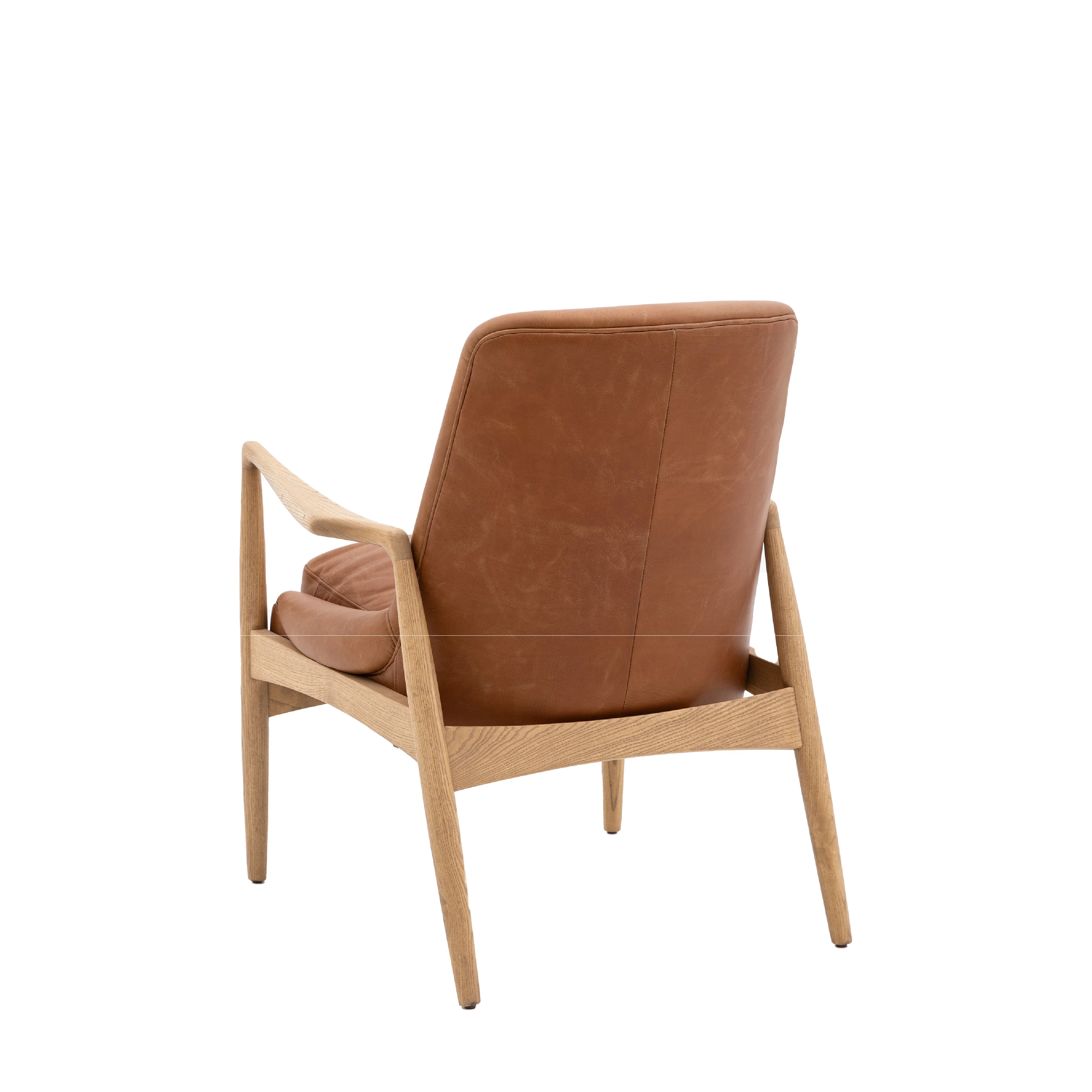 Carrera Leather Mid-Century Modern Armchair | Brown - Image 5