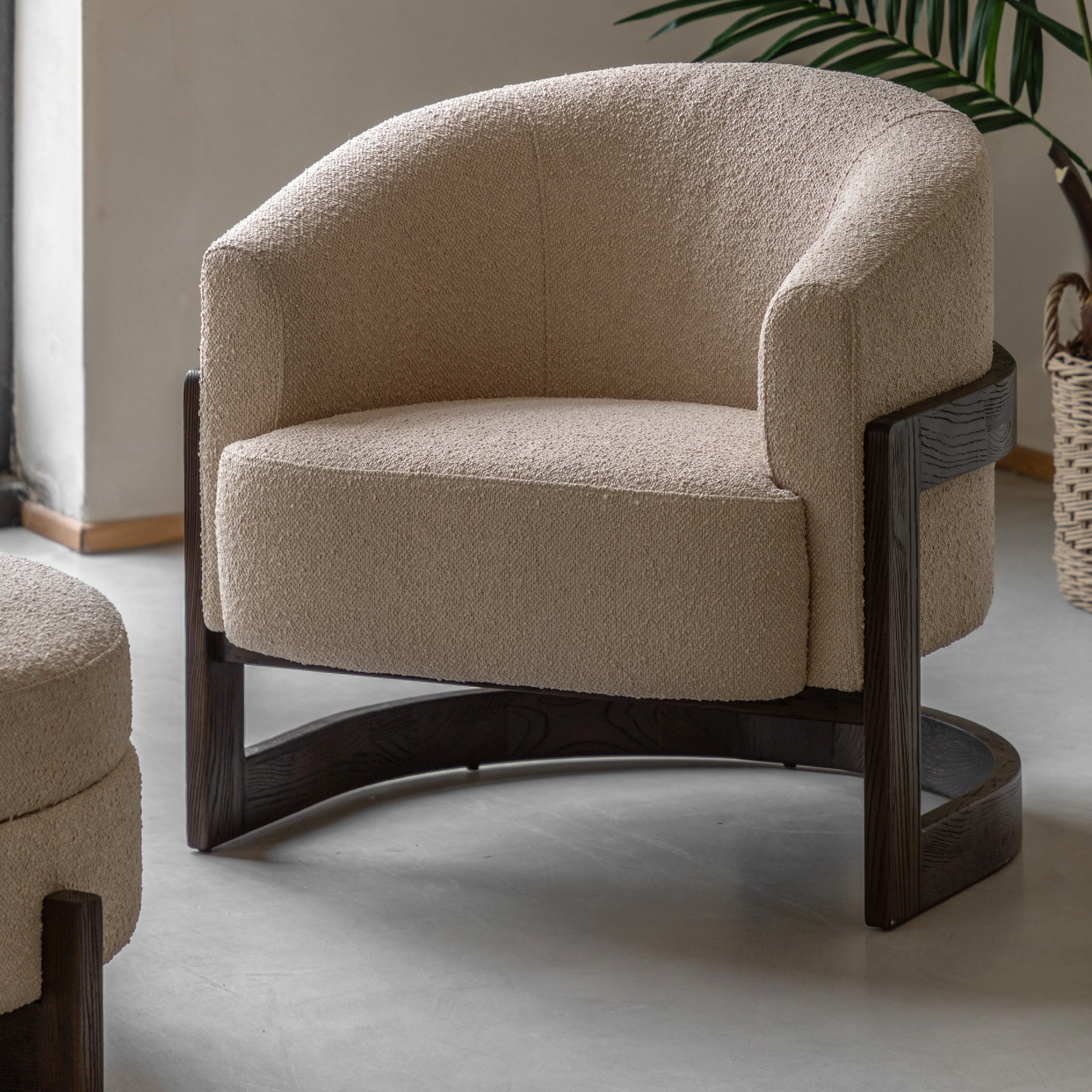 Cercola Curved Boucle Armchair | Cream