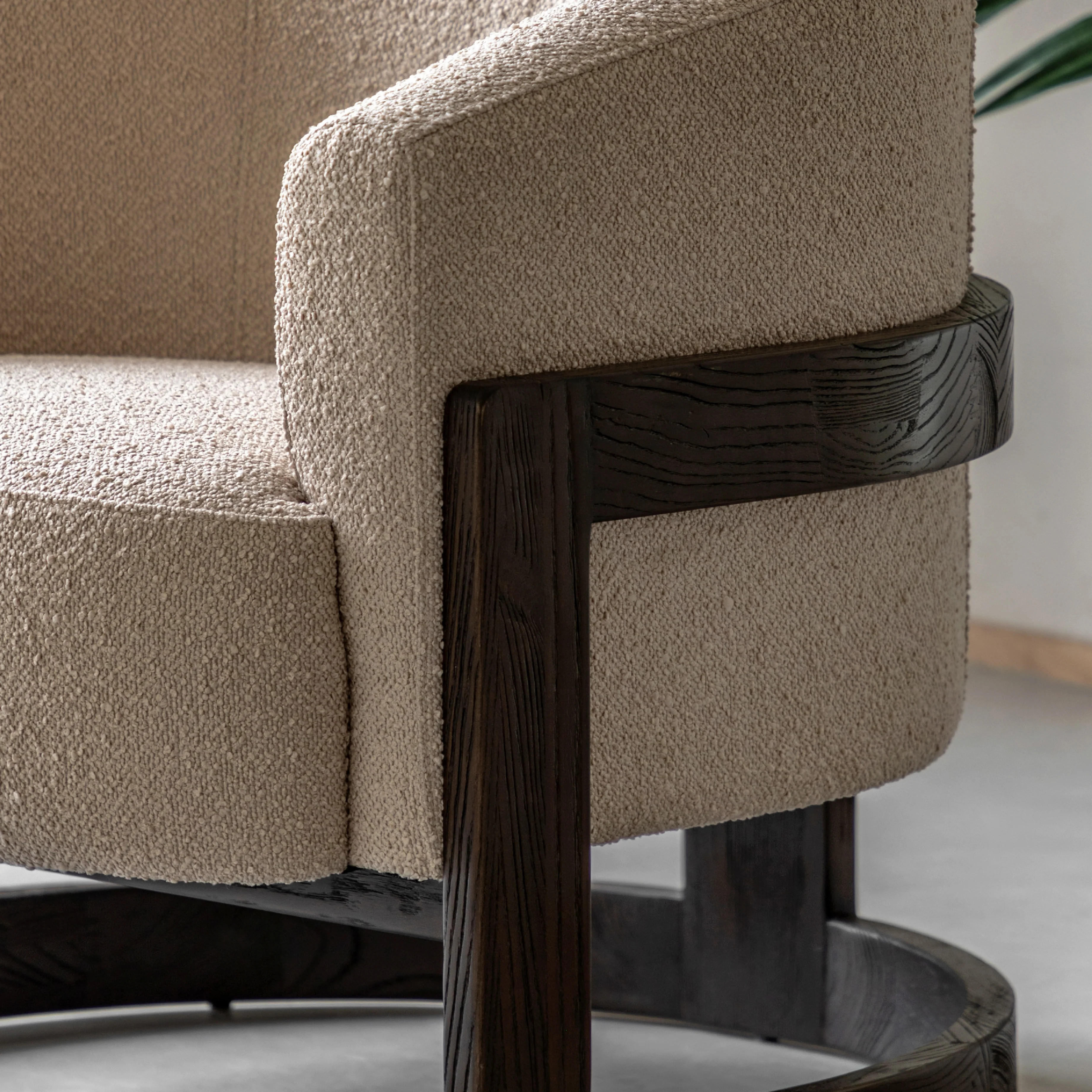 Cercola Curved Boucle Armchair | Cream - Image 2