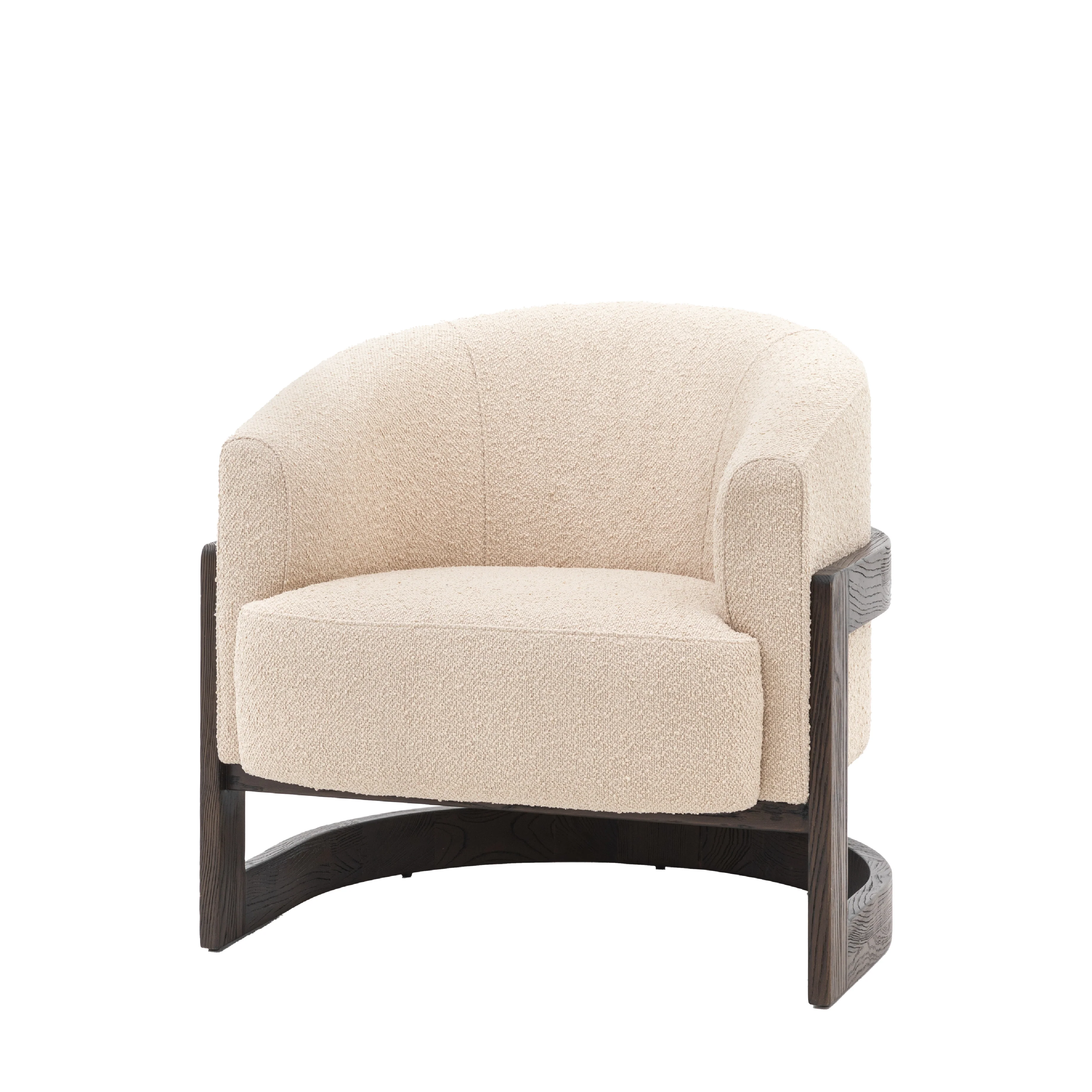 Cercola Curved Boucle Armchair | Cream - Image 3