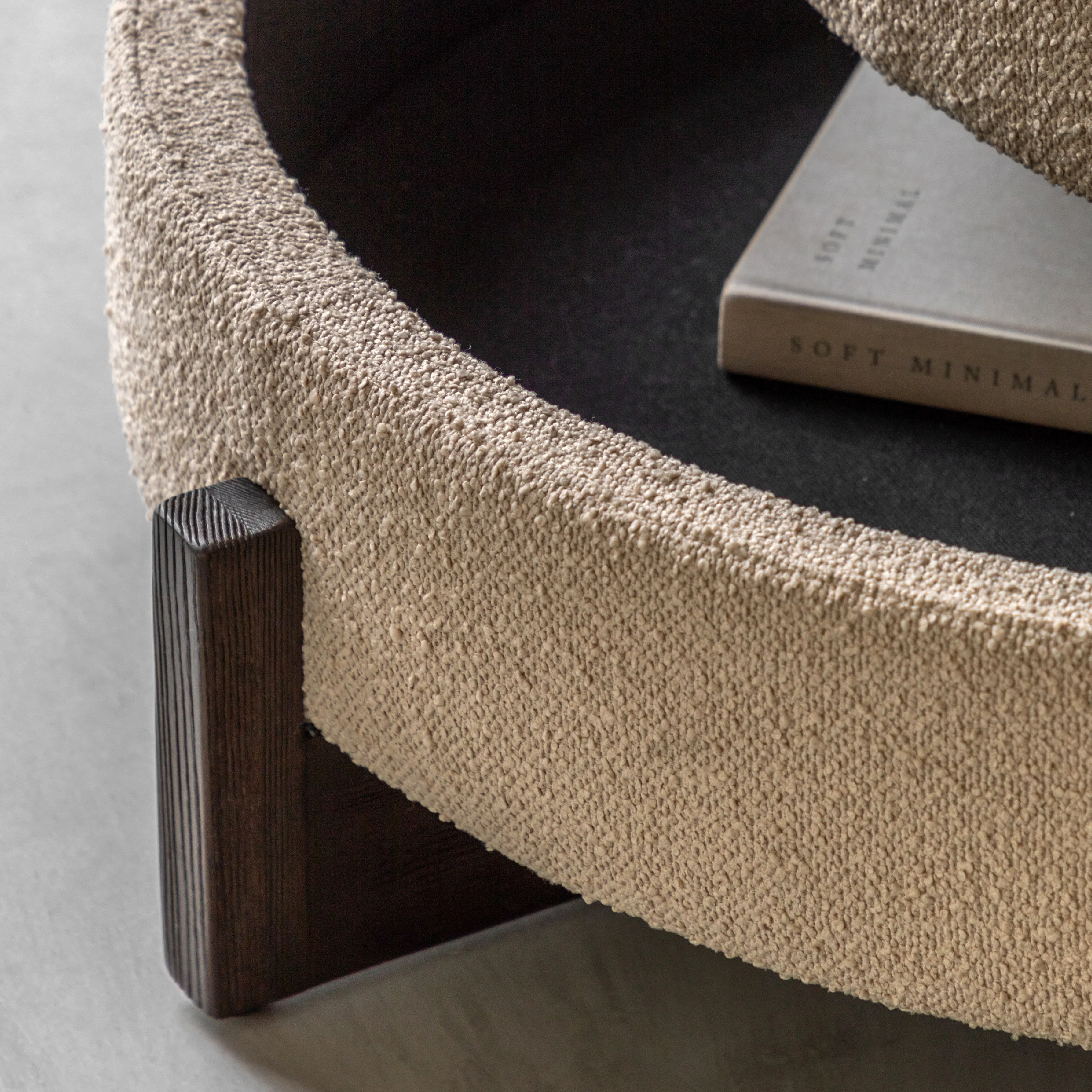 Cercola Curved Boucle Footstool | Cream - Image 2