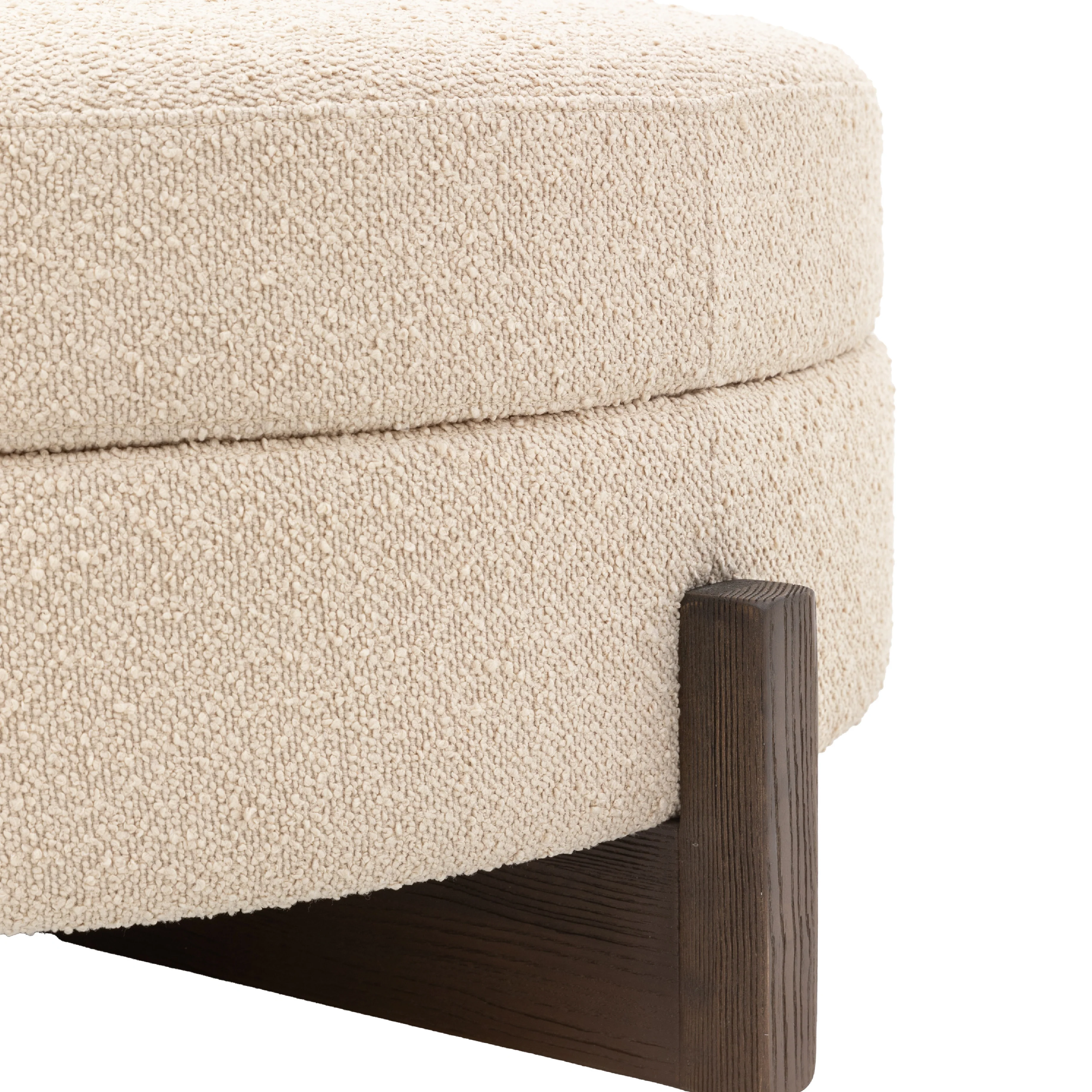 Cercola Curved Boucle Footstool | Cream - Image 5