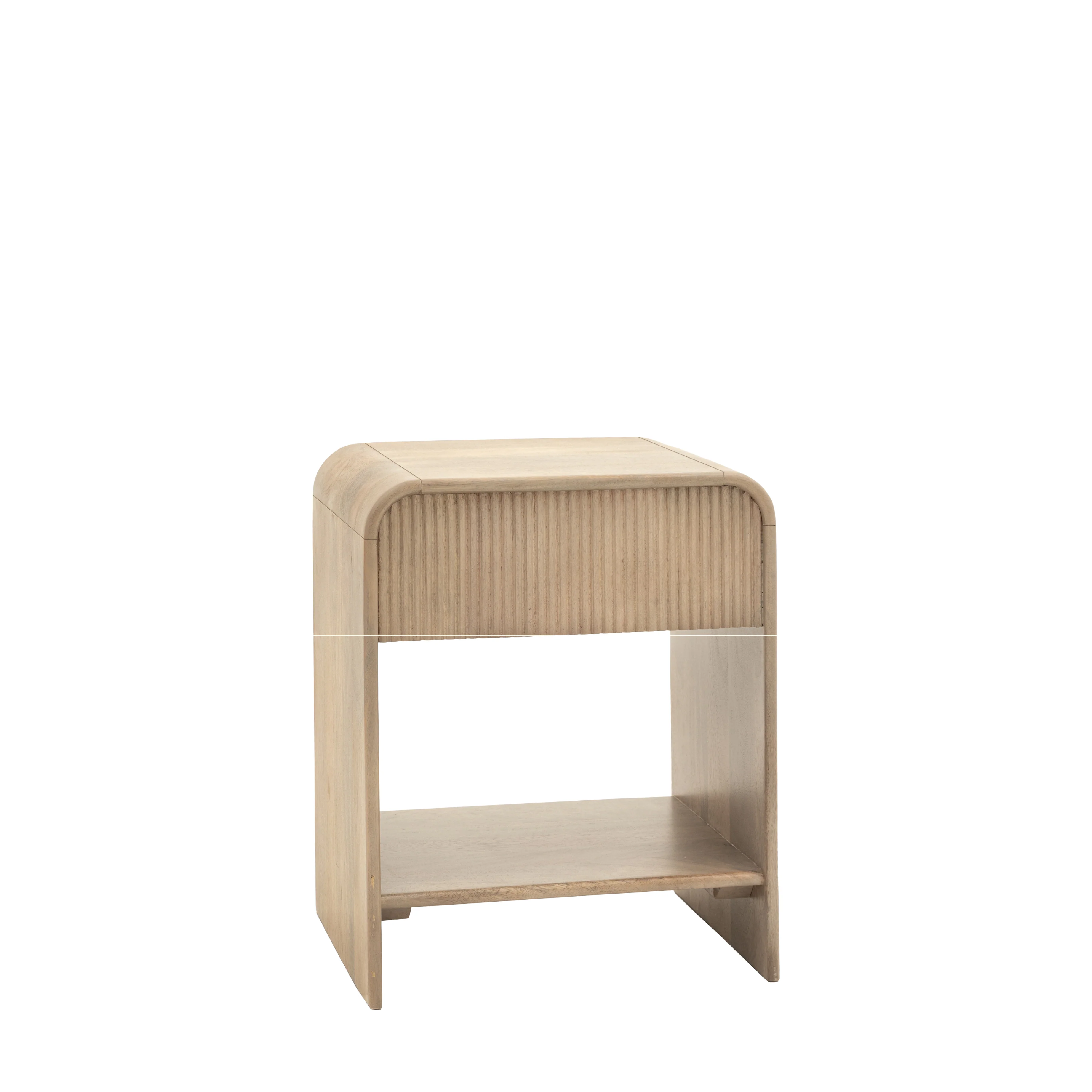 Colonna Fluted 1 Drawer Bedside Table | Mango Wood | Large - Image 3
