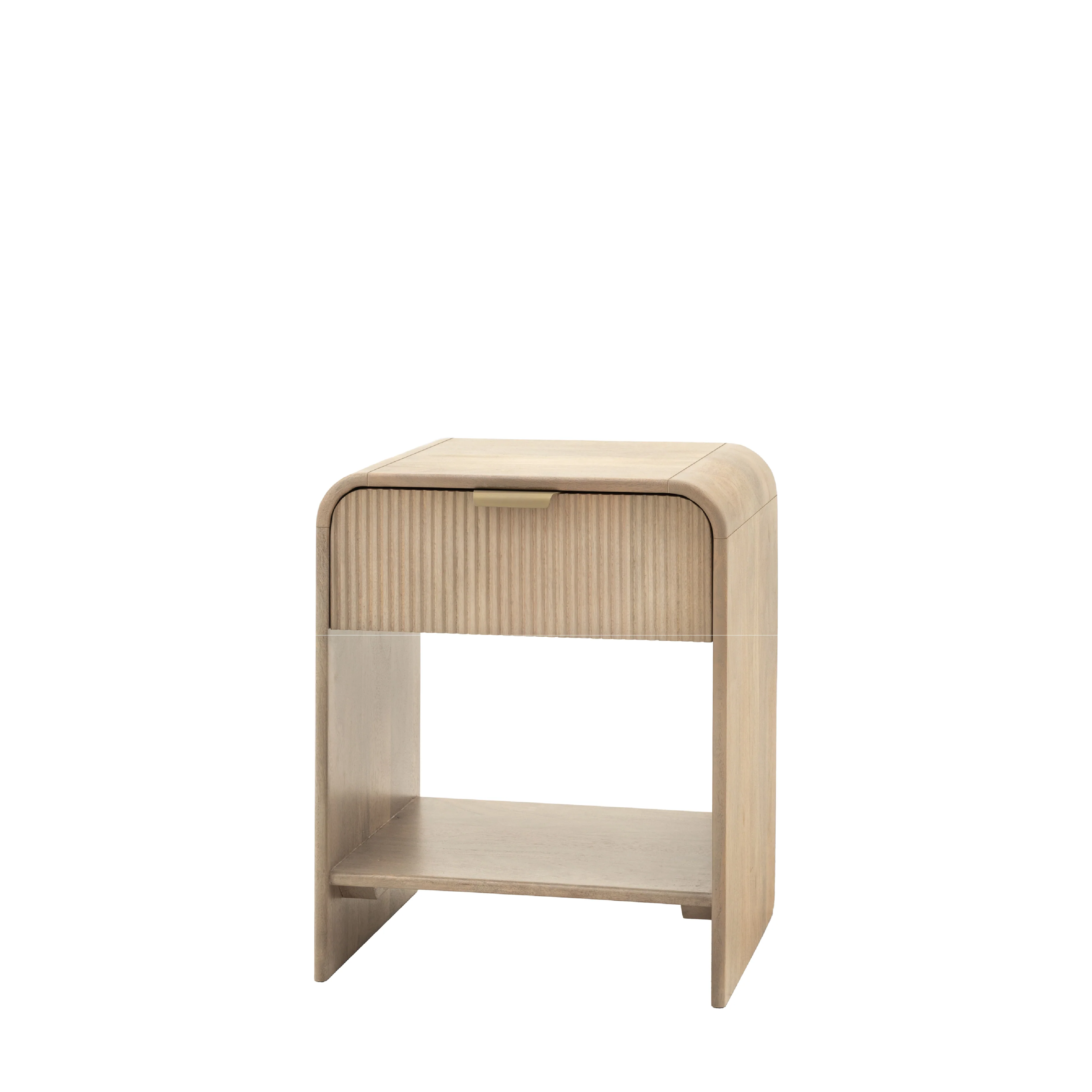 Colonna Fluted 1 Drawer Bedside Table | Mango Wood | Large - Image 4