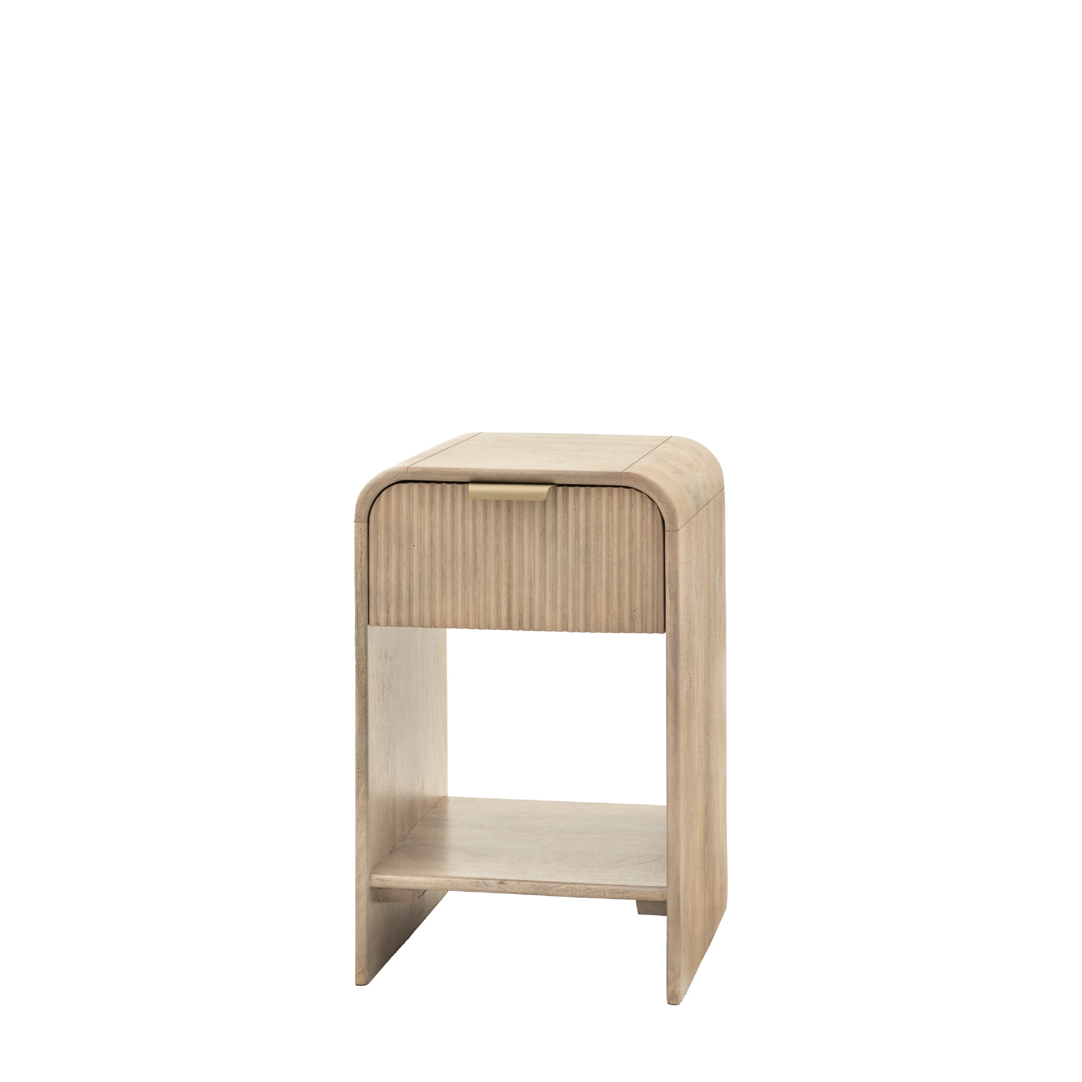Colonna Fluted 1 Drawer Bedside Table | Mango Wood | Small - Image 3