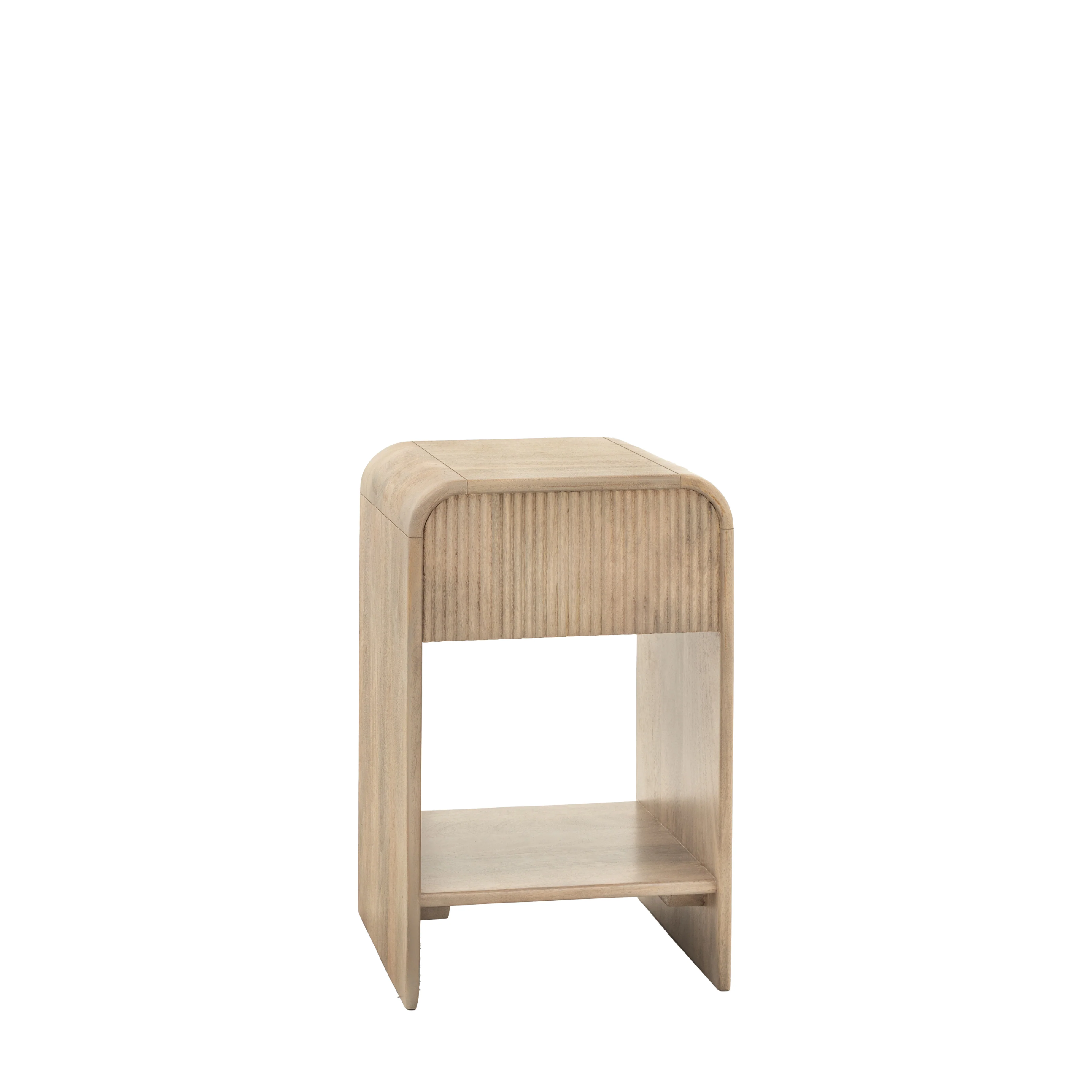 Colonna Fluted 1 Drawer Bedside Table | Mango Wood | Small - Image 4