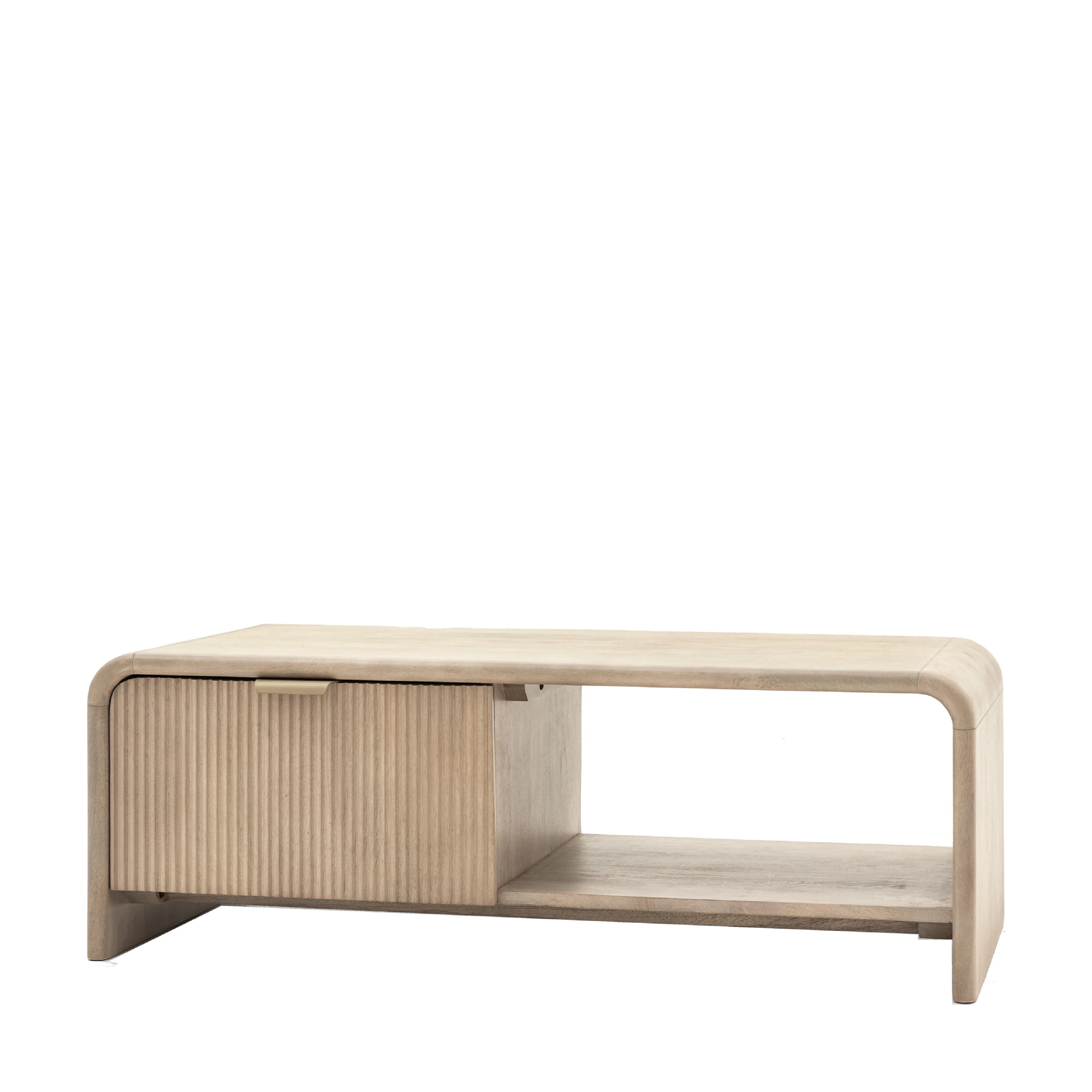 Colonna Fluted 1 Drawer Coffee Table | Mango Wood - Image 3
