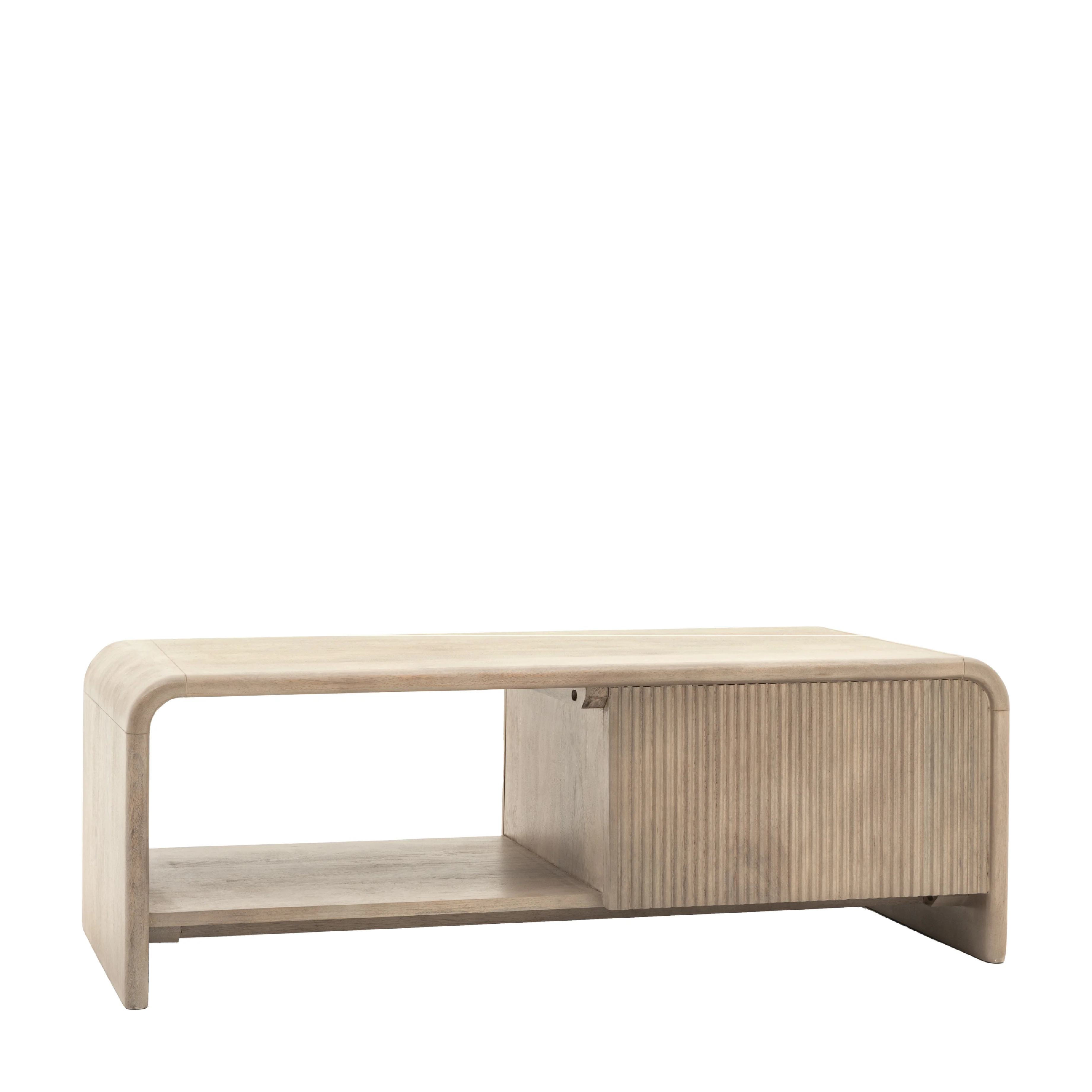 Colonna Fluted 1 Drawer Coffee Table | Mango Wood - Image 5