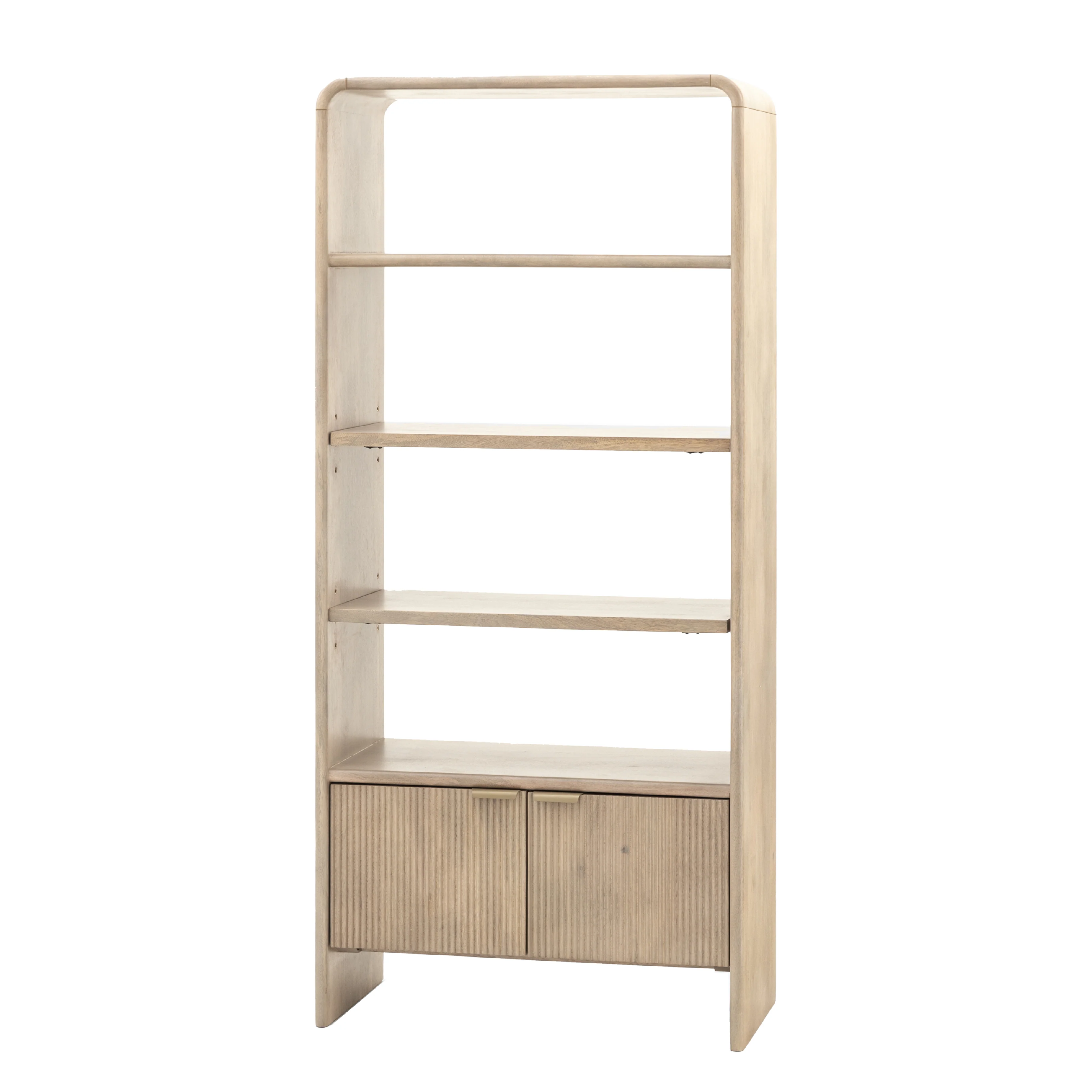 Colonna Fluted Open Display Unit | Mango Wood - Image 3