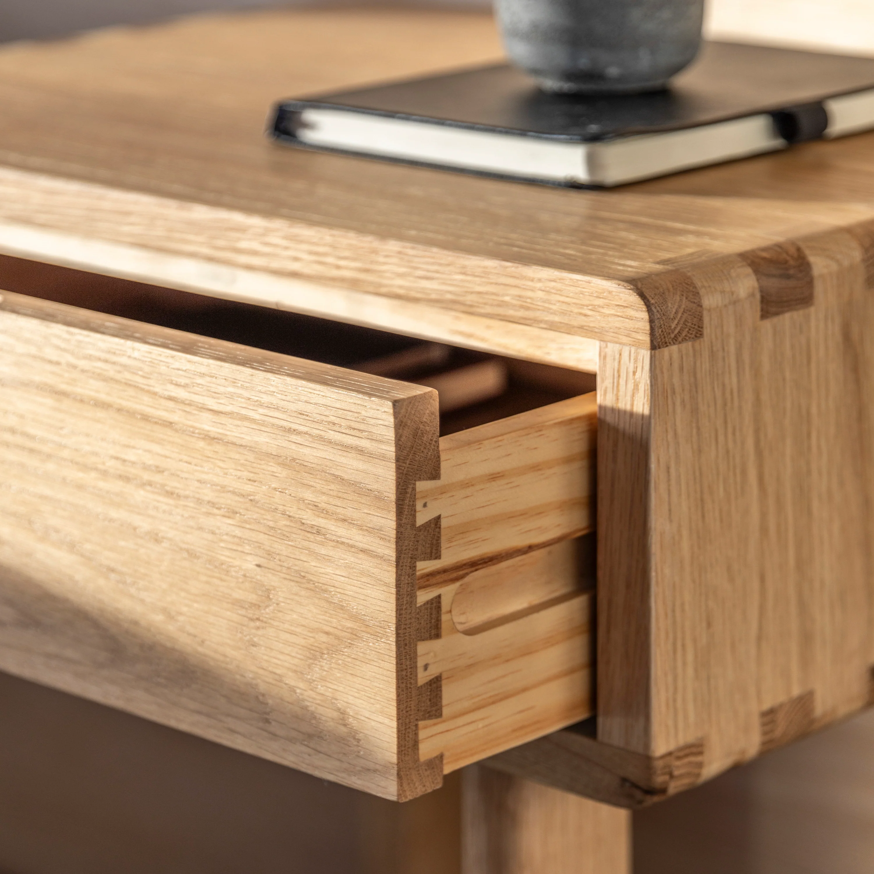 Craft Bedside Table with Drawer | Natural Oak - Image 5